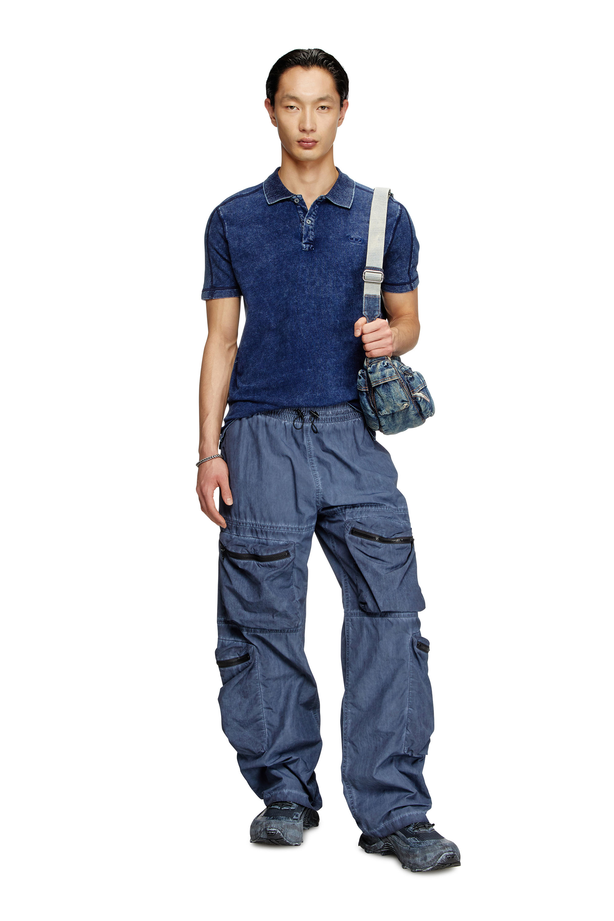 Diesel - T-SWIND-R1, Polo effetto denim Uomo in Blu - 2