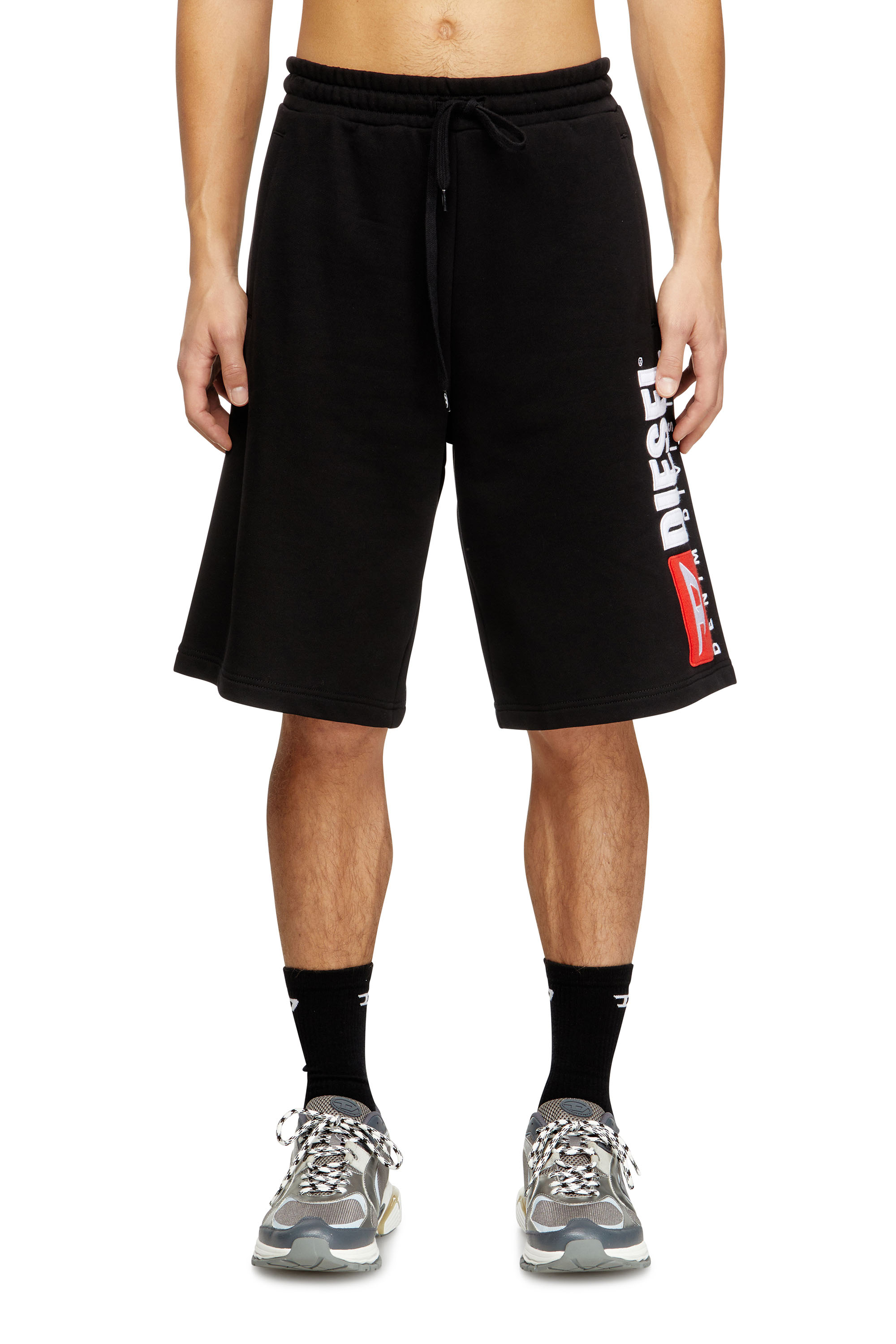 Diesel - P-CROW-DIV, Shorts in pile con maxi patch logo Uomo in ToBeDefined - 1