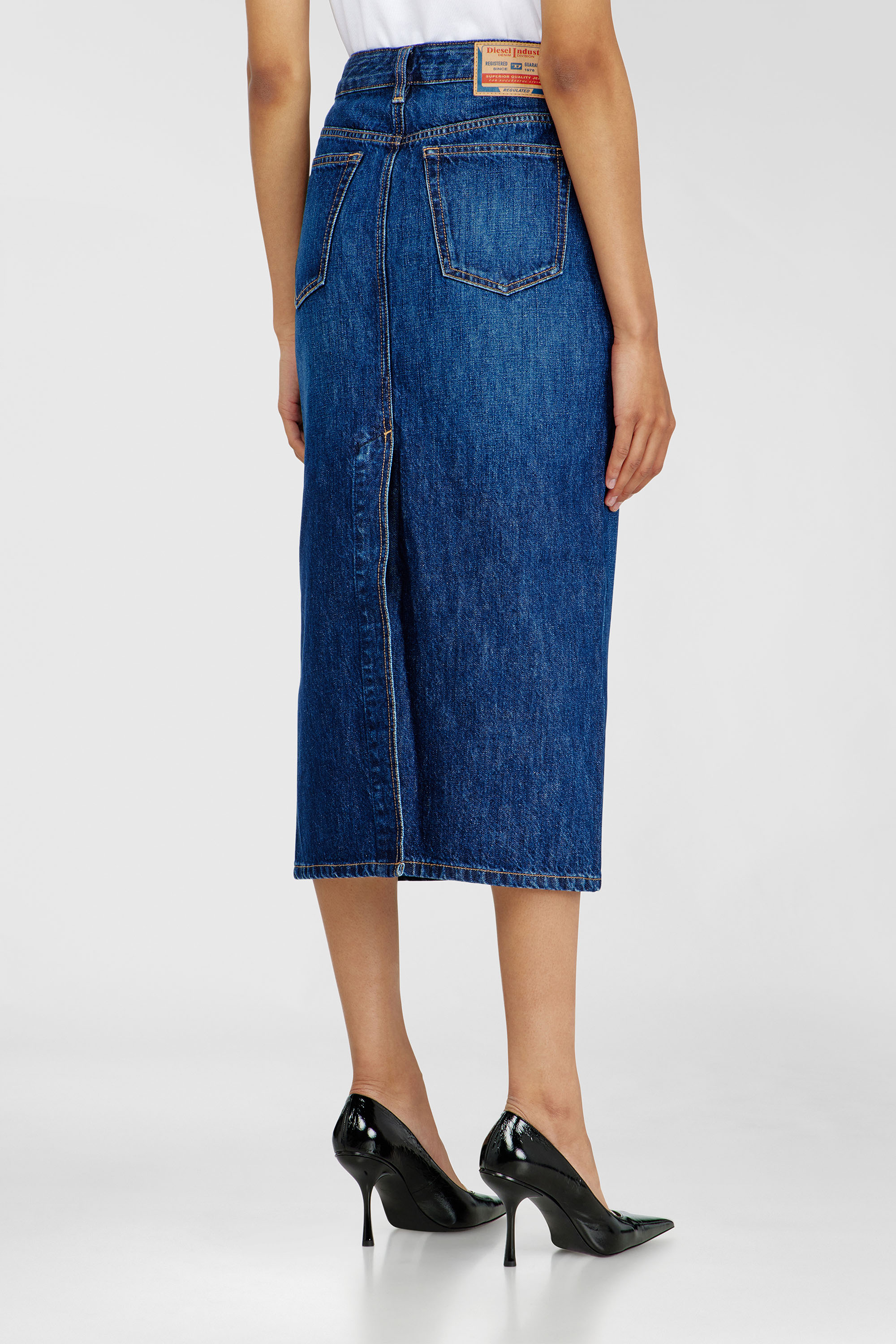 Diesel - DE-SKYE-D, Gonna midi in denim Donna in Blu - 4