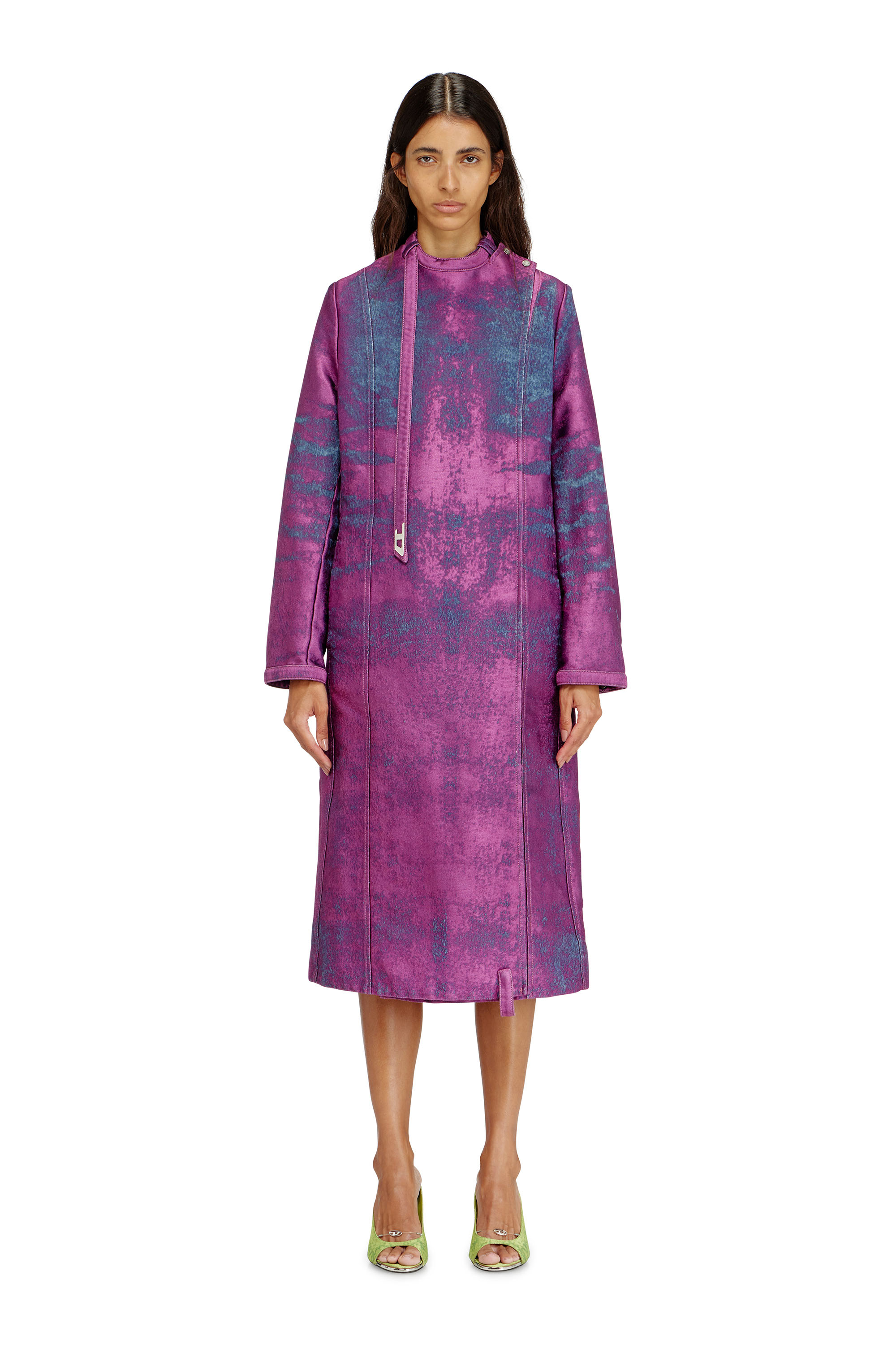 Diesel - DE-DELGAR-FSI, Cappotto in satin denim colorato Donna in Viola - 1