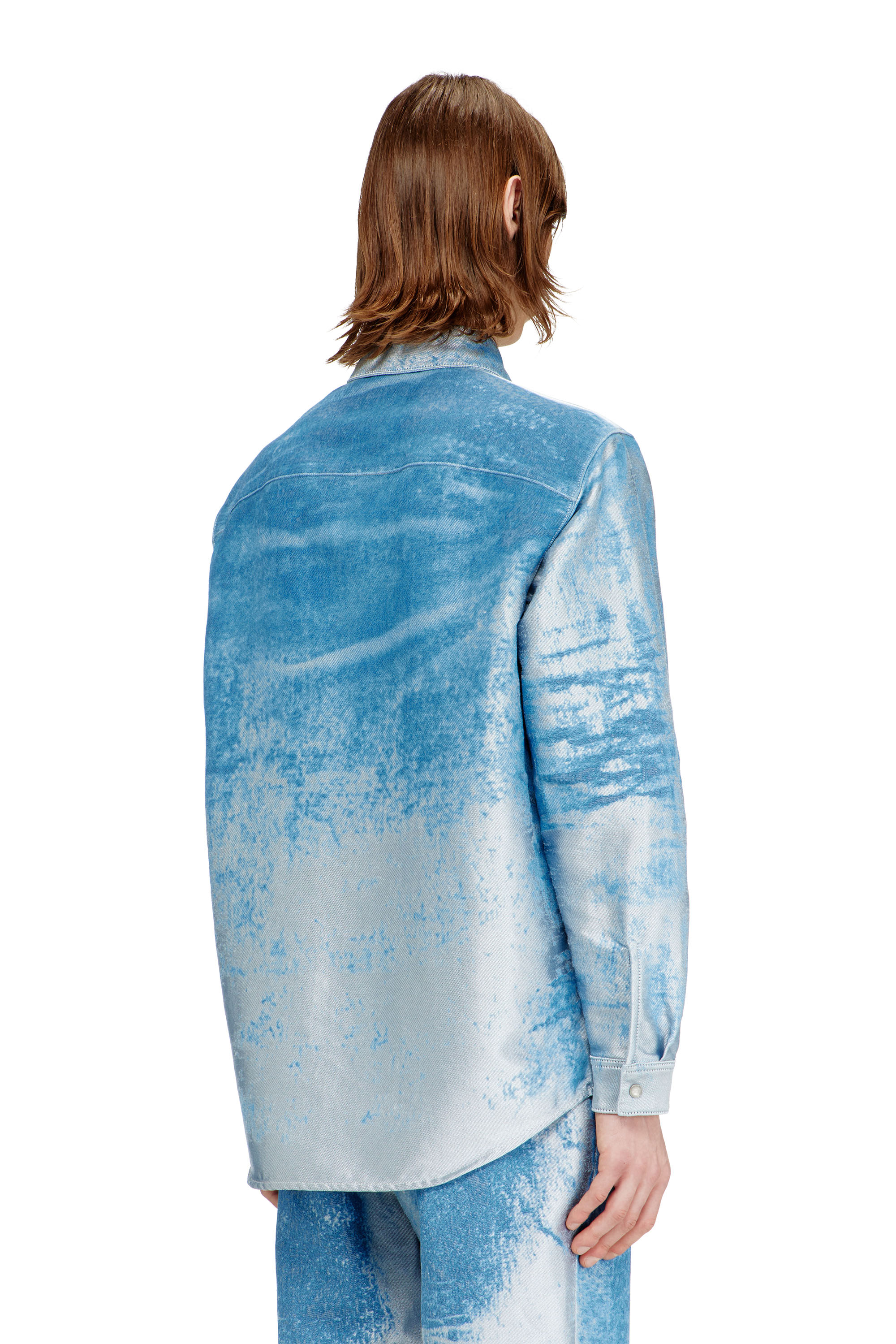 Diesel - D-KELMAR-FSI, Camicia in satin denim colorato Uomo in Blu - 4