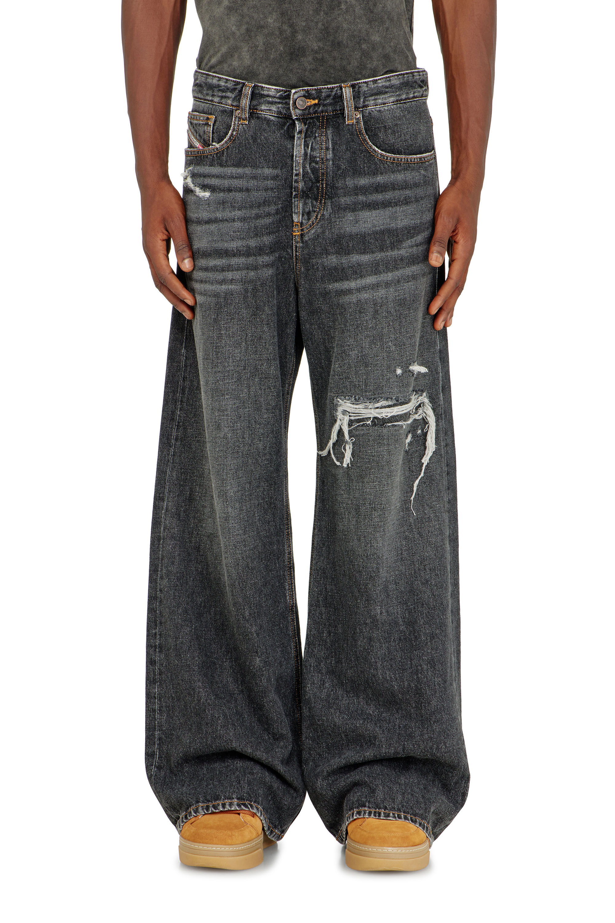 Diesel - Relaxed Jeans D-Rise 007DN Uomo, Nero/Grigio scuro - Image 4
