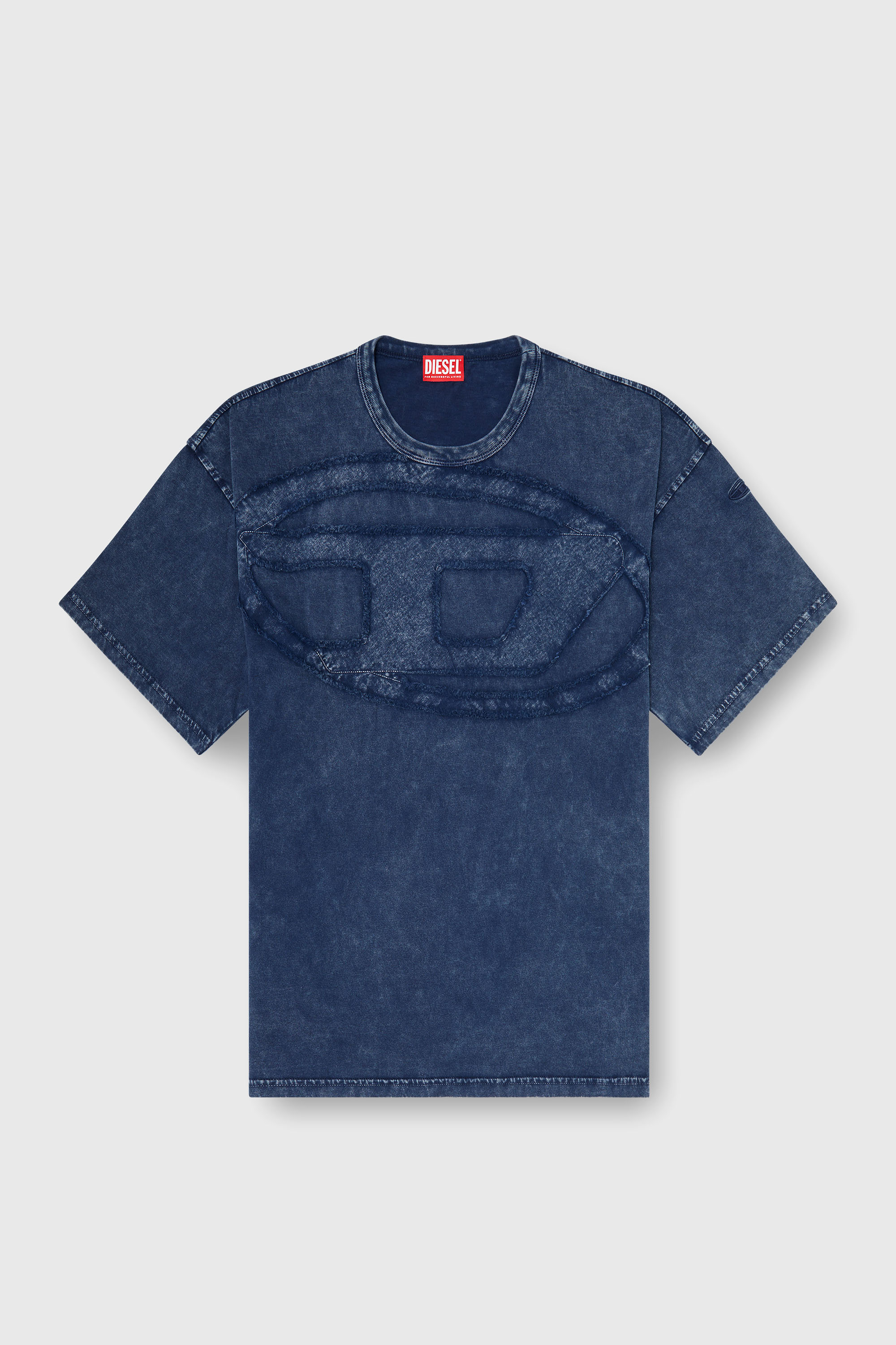 Diesel - T-BOXT-DEN, T-shirt in cotone dal taglio rilassato con applicazione Oval D Uomo in Blu - 2