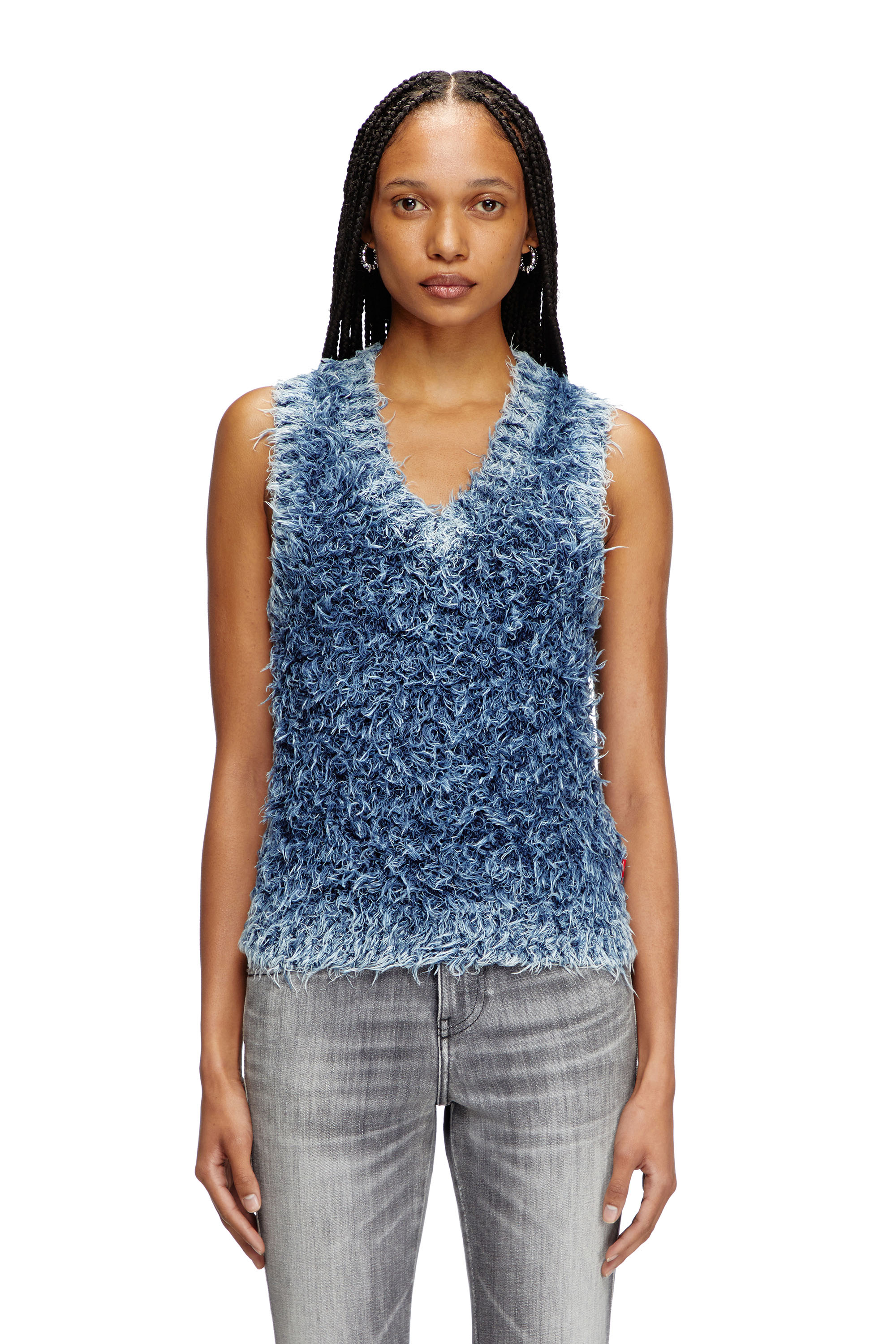 Diesel - M-DELIN, Gilet in maglia tattile Donna in Blu - 1