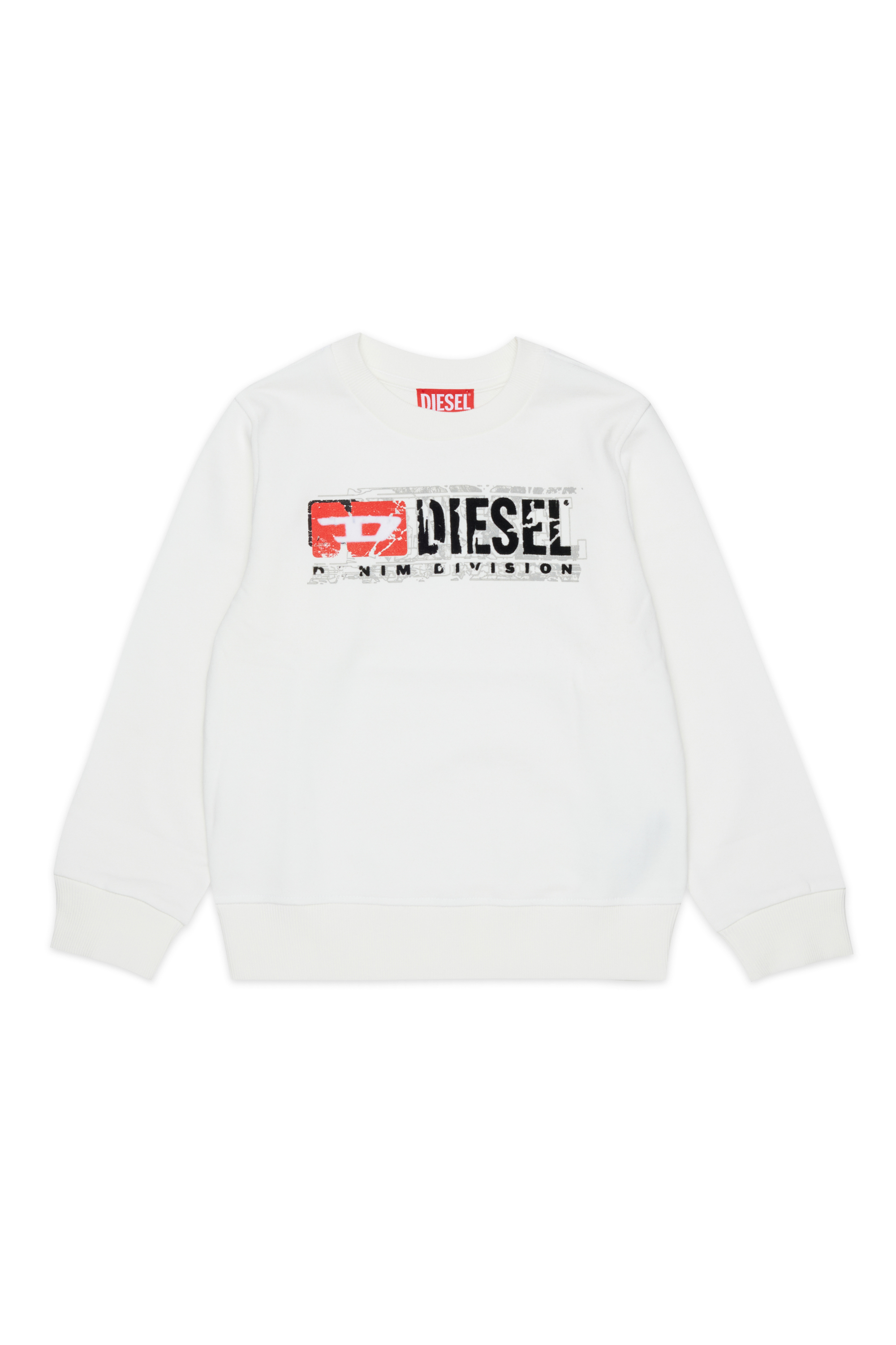 Diesel - SLOMIX, Felpa con logo effetto distressed Uomo in Bianco - 1