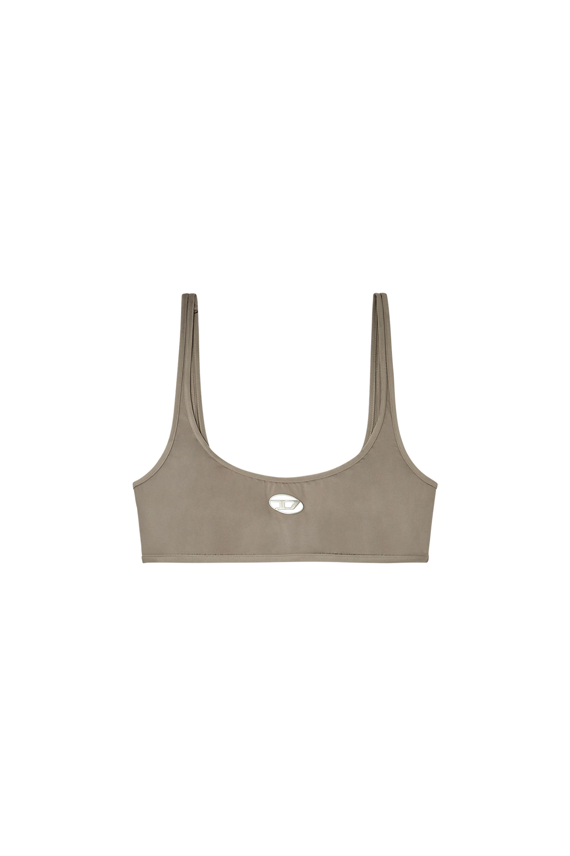 Diesel - KELSI-UTLT, Bralette in microfibra con logo cut out Donna in Marrone - 4