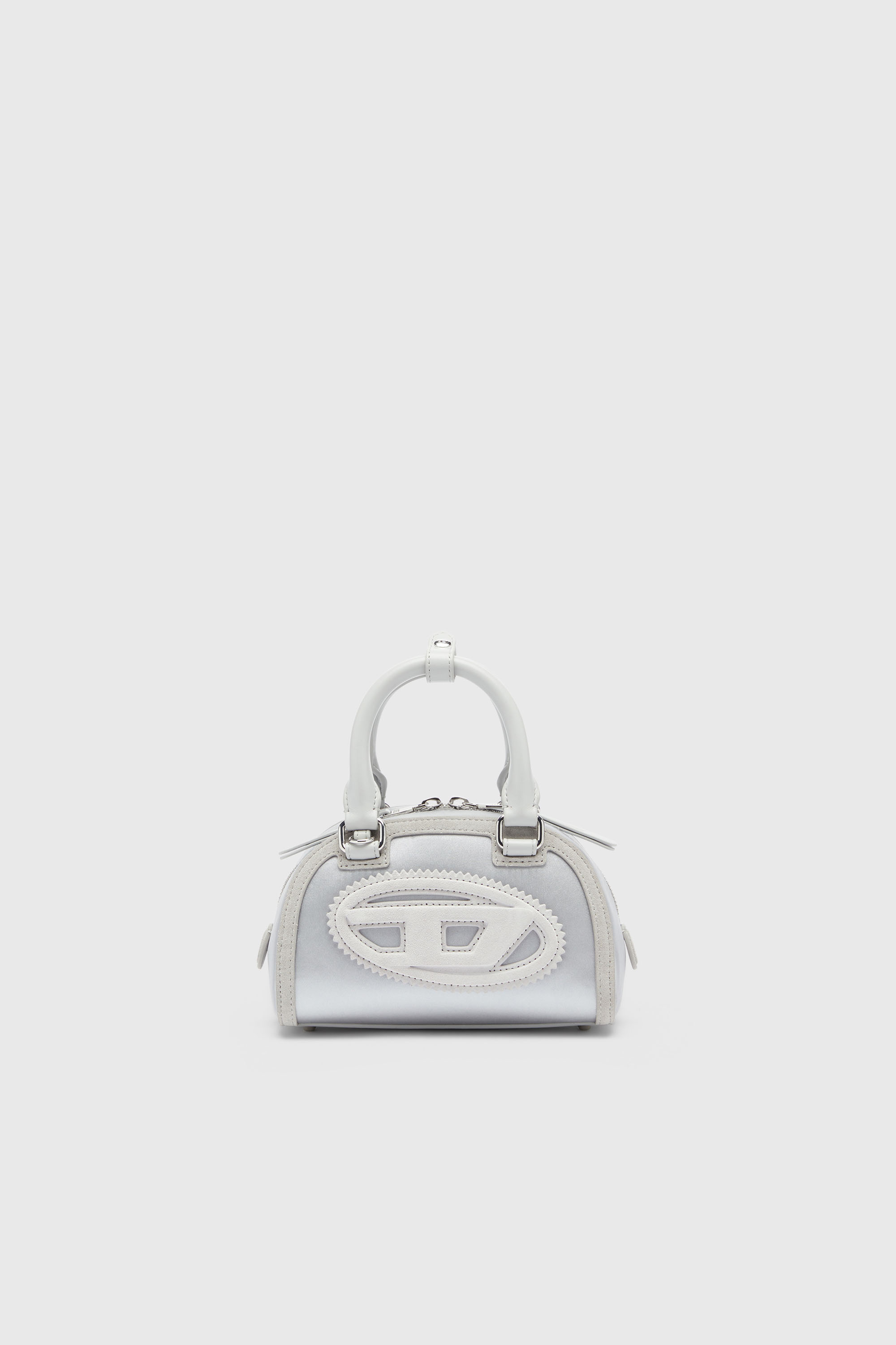 Diesel - 1DR DOME CROSSBODY, 1DR Dome - Borsa bowling piccola in raso e scamosciato Donna in Argento - 1