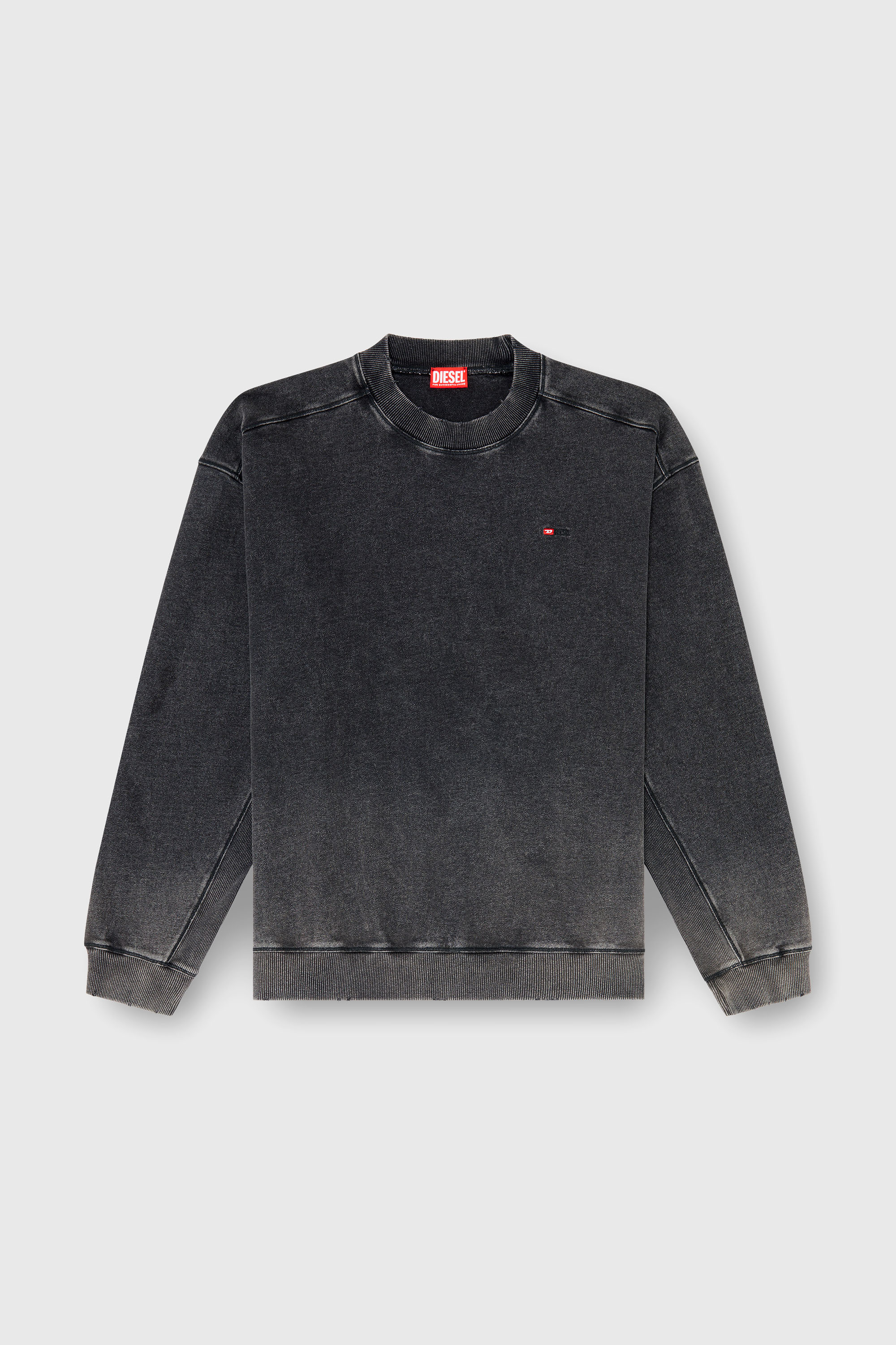 Diesel - S-CROX, Felpa in cotone con effetto faded Uomo in Grigio - 2