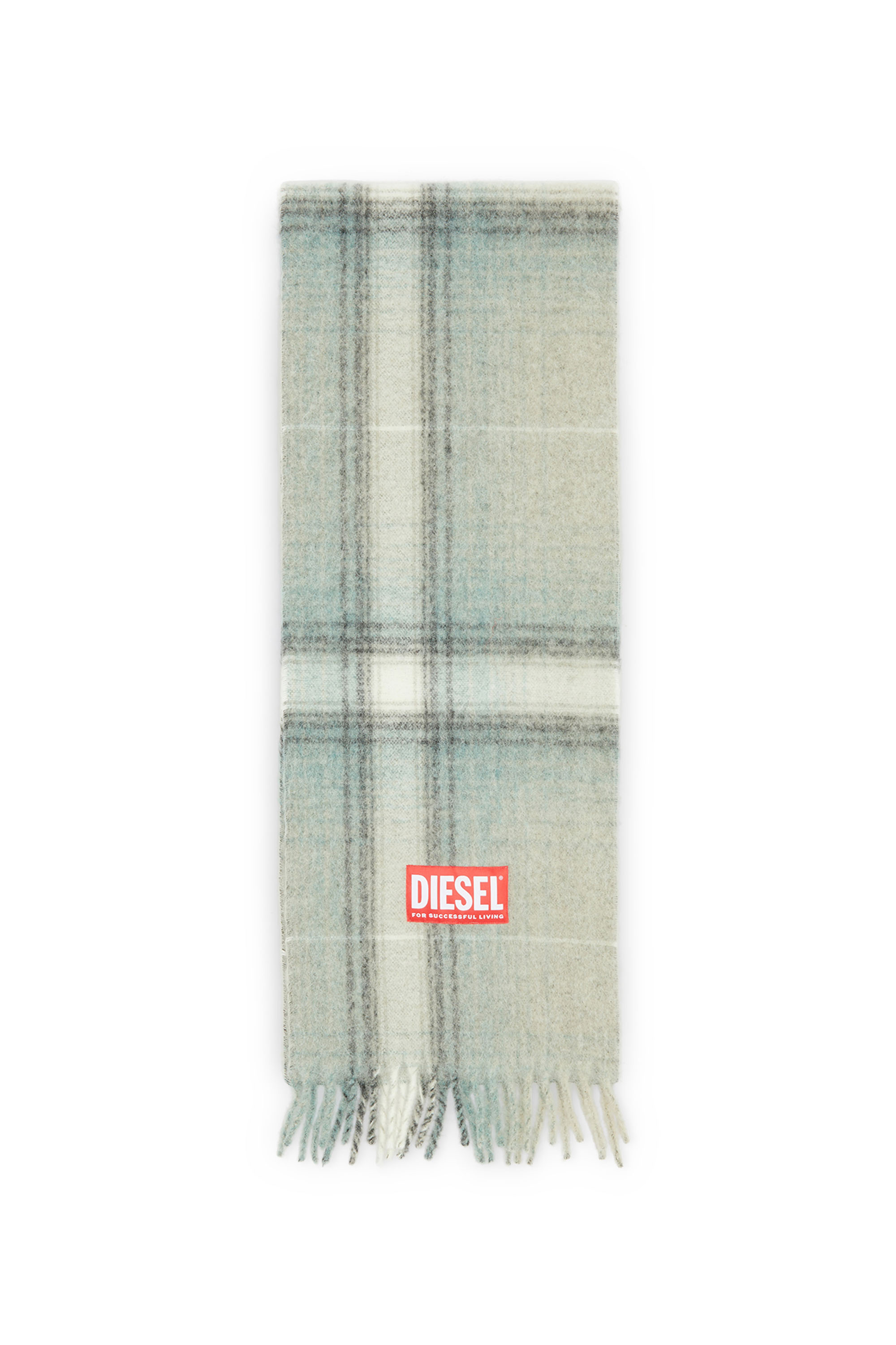 Diesel - S-BESTRO, Sciarpa check in lana e alpaca Uomo in Grigio - 1