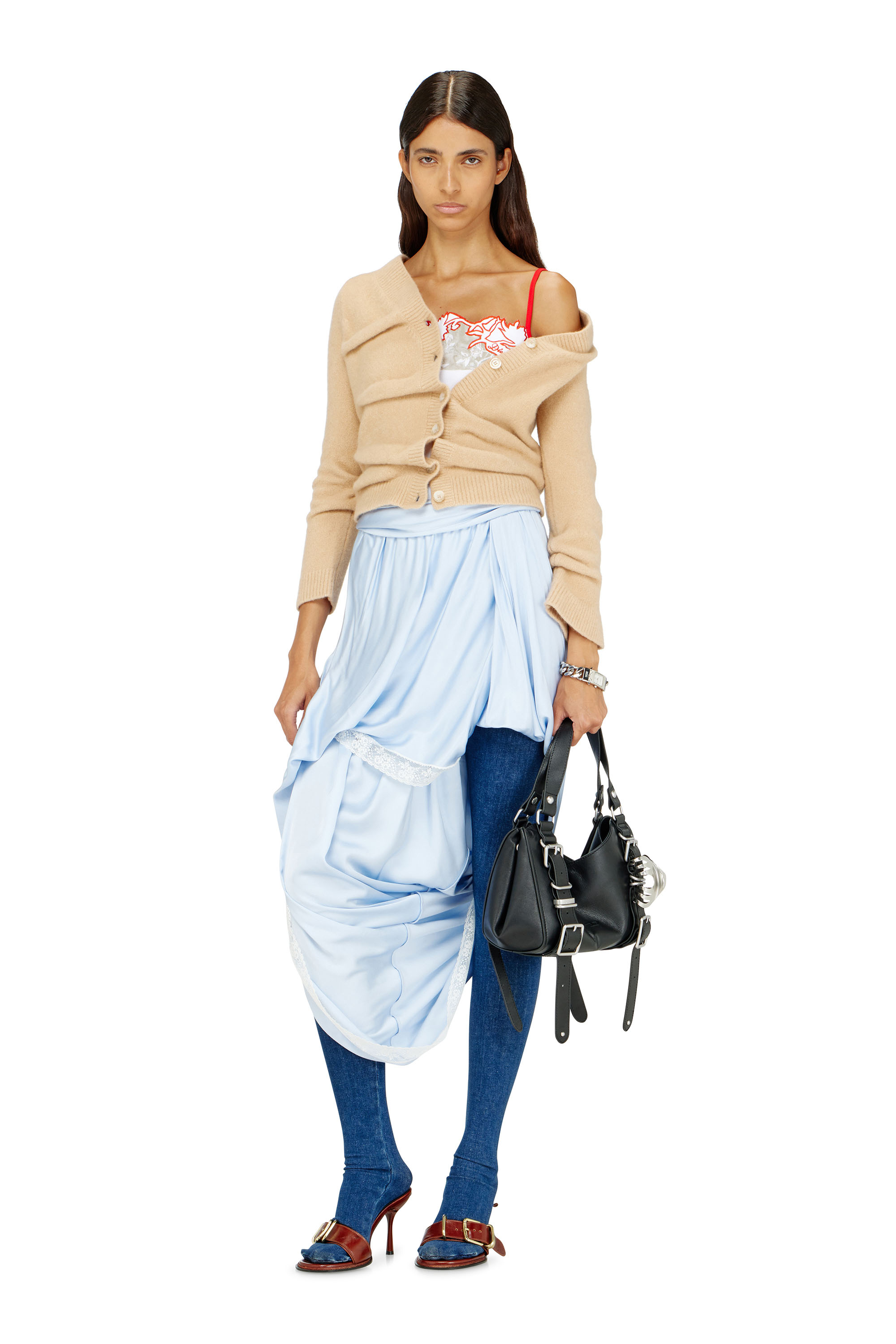 Diesel - M-AVA, Cardigan cropped in maglia wrinkled lavorata a caldo Donna in ToBeDefined - 1