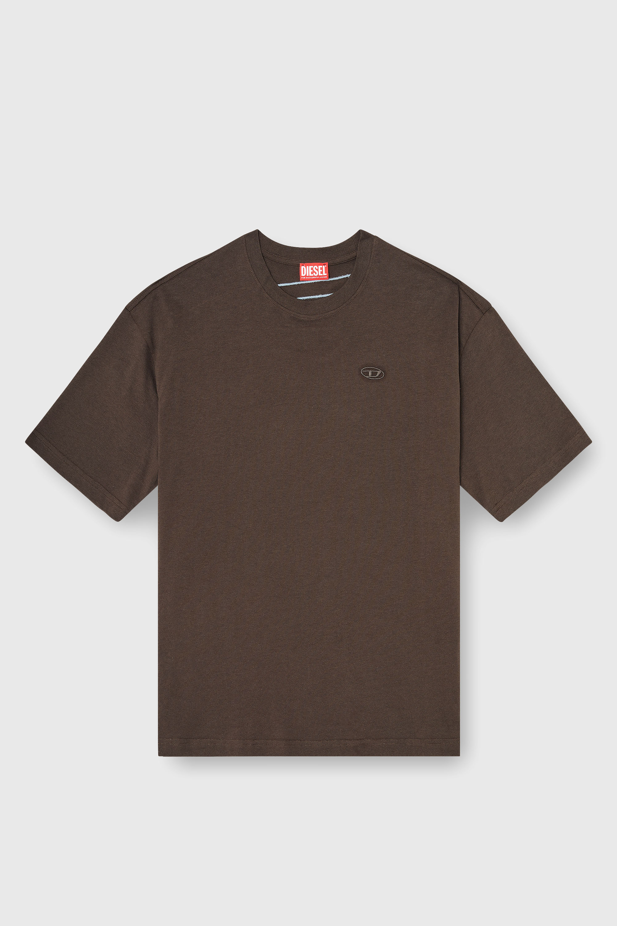 Diesel - T-BOGGY-MEGOVAL-D, T-shirt con maxi-ricamo oval D Uomo in Marrone - 2