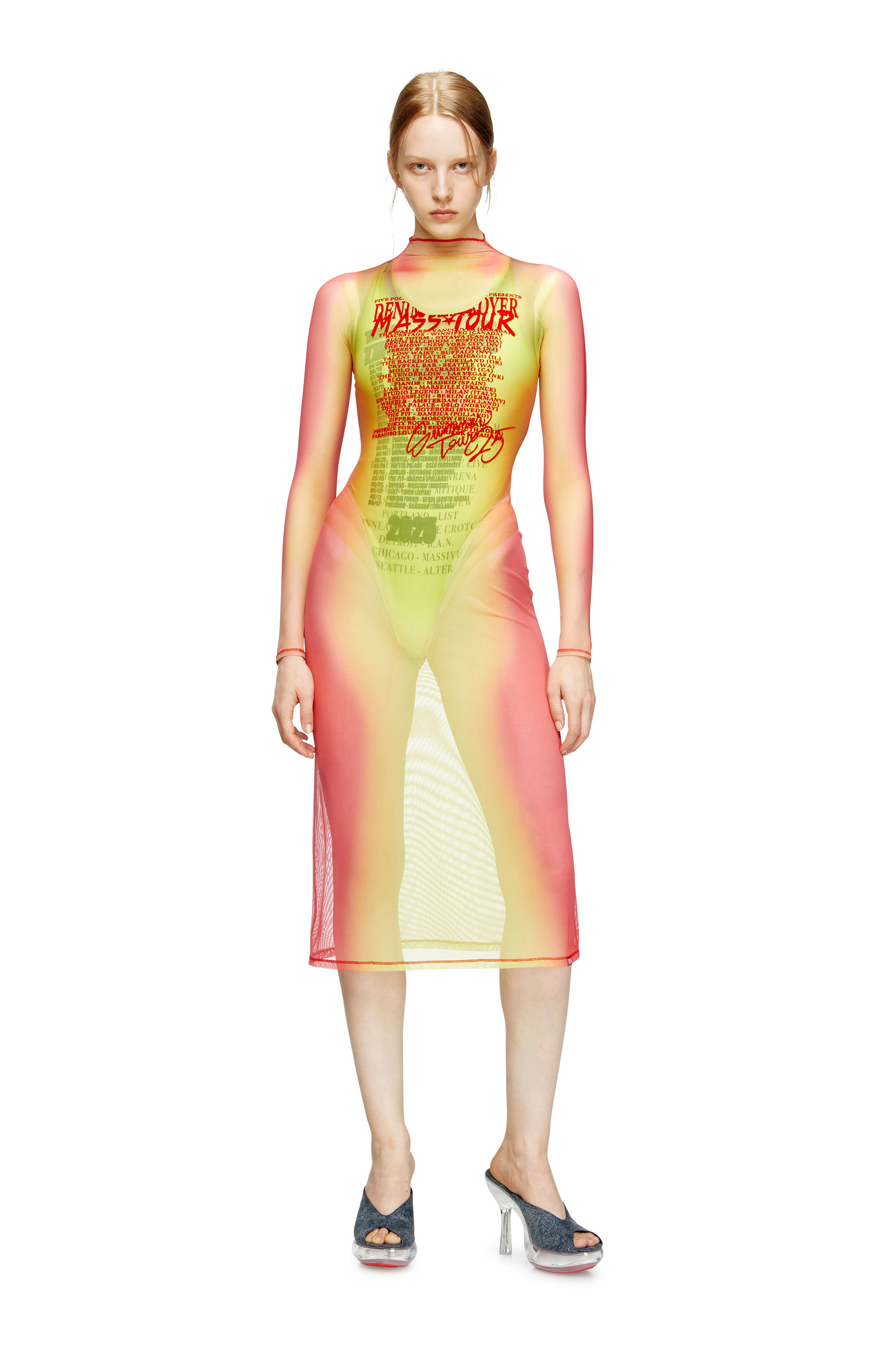 Diesel - D-AFNIC, Abito midi a strati con stampa DJ Donna in Multicolor - 3