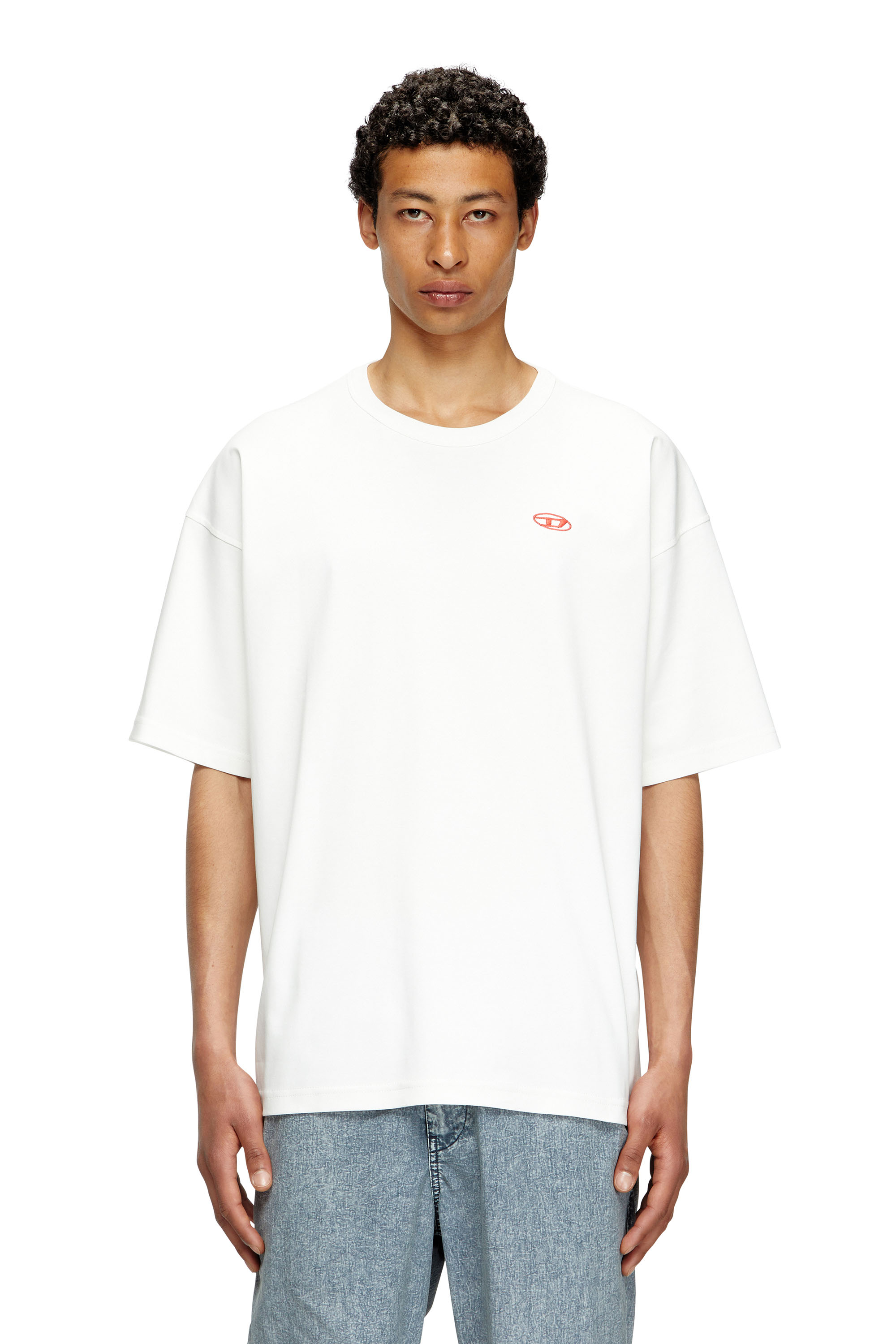 Diesel - T-BOXT-T6, T-shirt con logo Oval D rosso Uomo in Bianco - 1