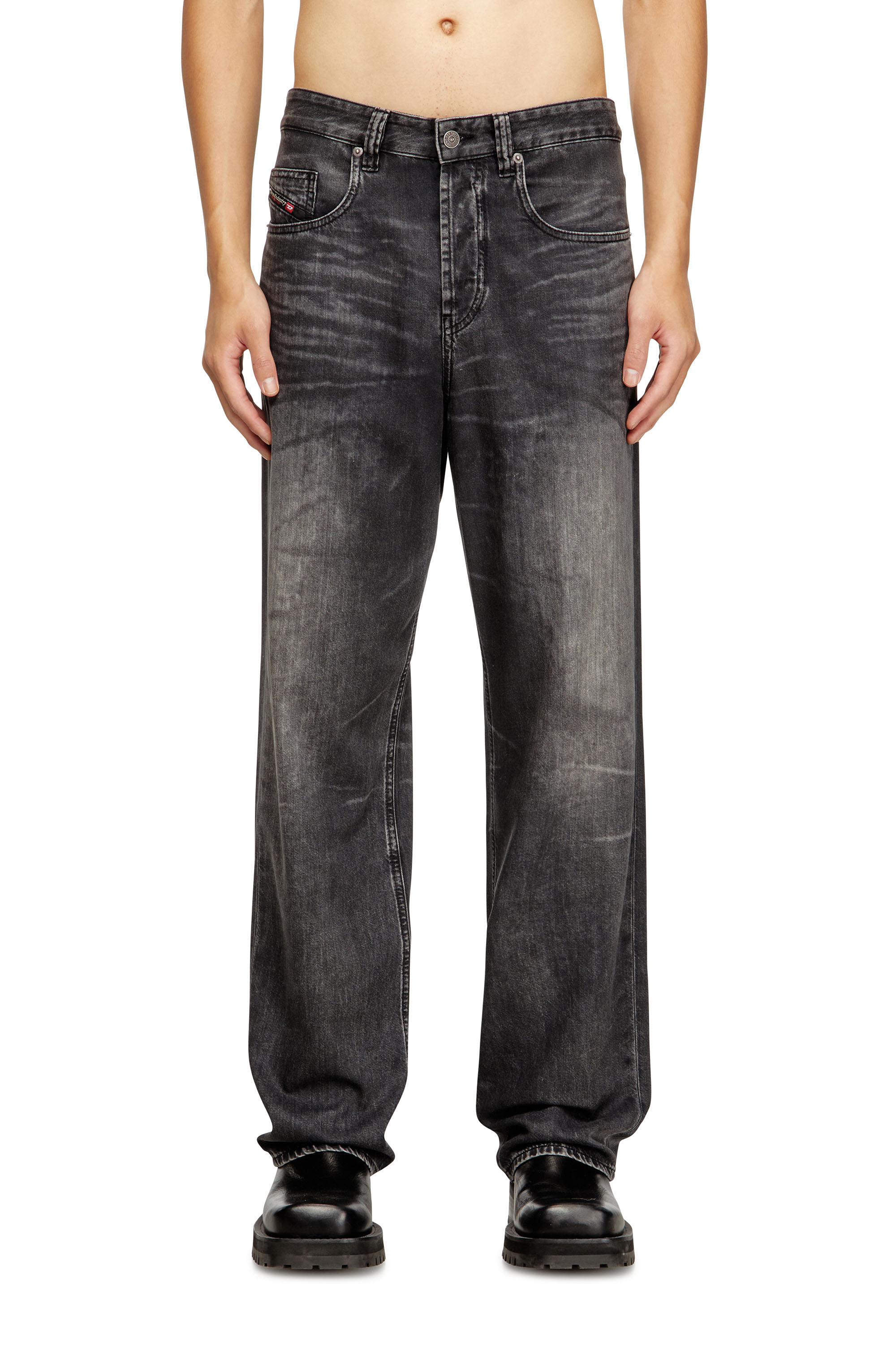 Diesel - Relaxed Jeans 2001 D-Macro 0CEBC Uomo, Nero/Grigio scuro - Image 1