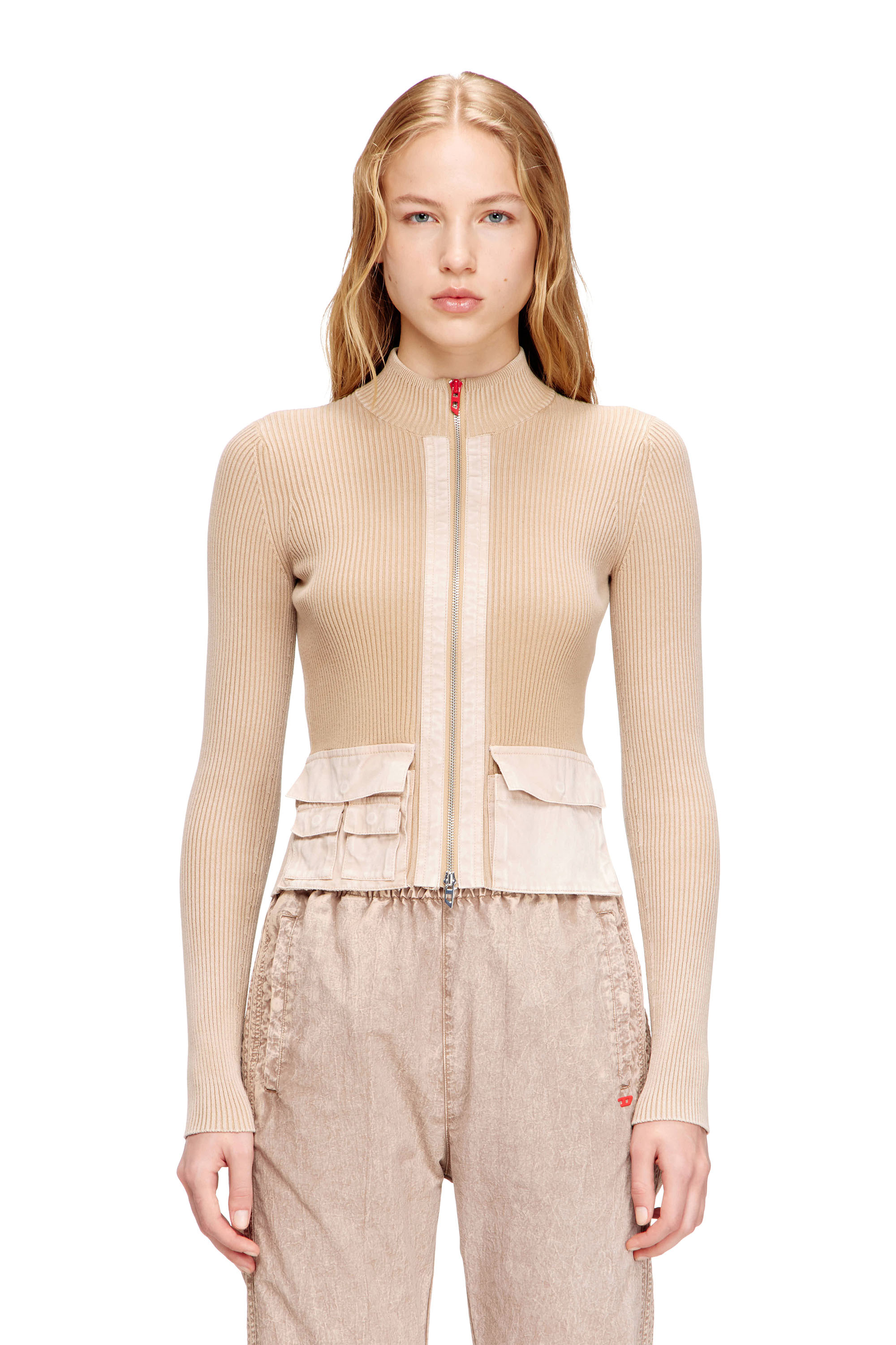 Diesel - M-MELISSA, Cardigan con zip e tasche cargo in denim Donna in ToBeDefined - 1