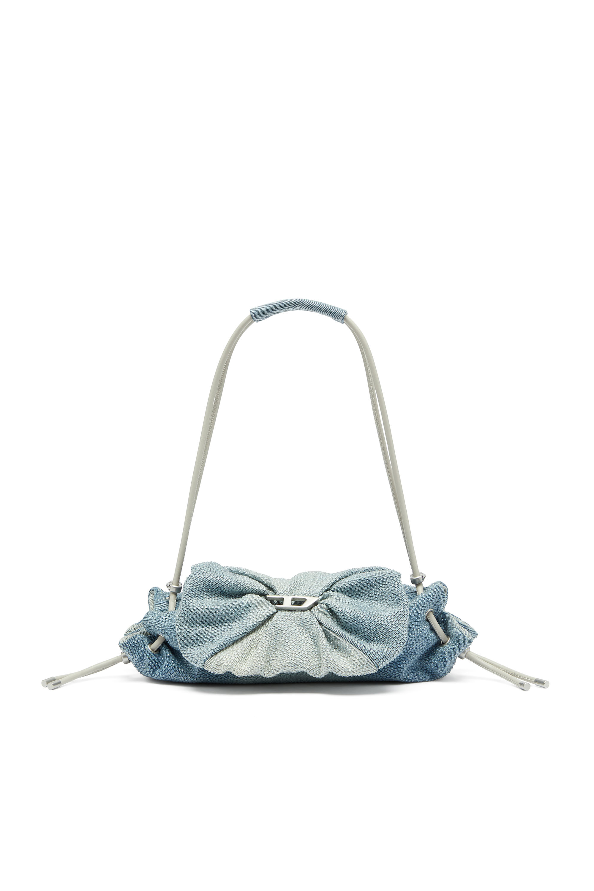 Diesel - SCRUNCH-D SHOULDER S, Scrunch-D - Borsa a spalla in denim con cristalli trasparenti Donna in Blu - 1