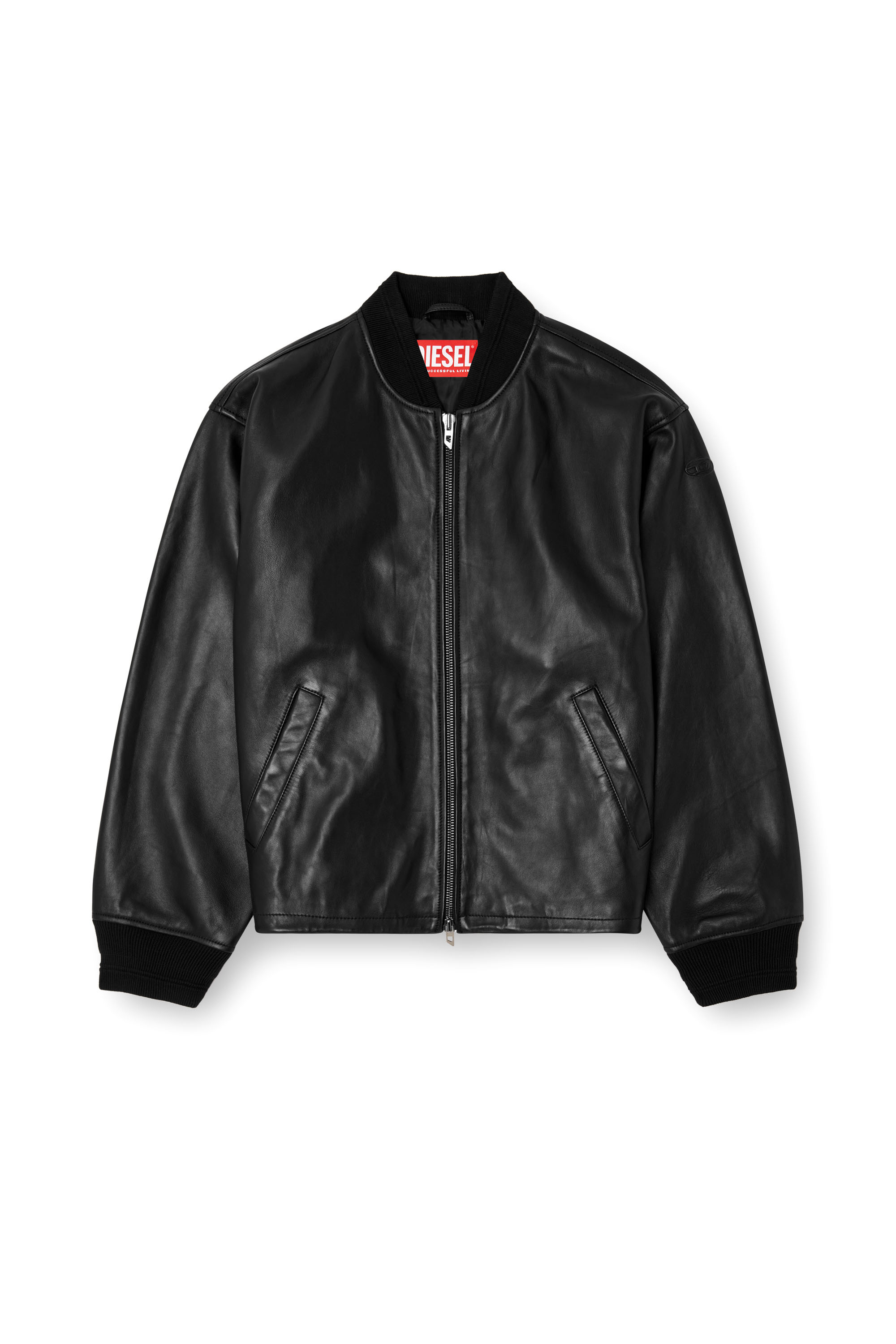 Diesel - L-KHAT, Bomber in pelle cerata Uomo in Nero - 3