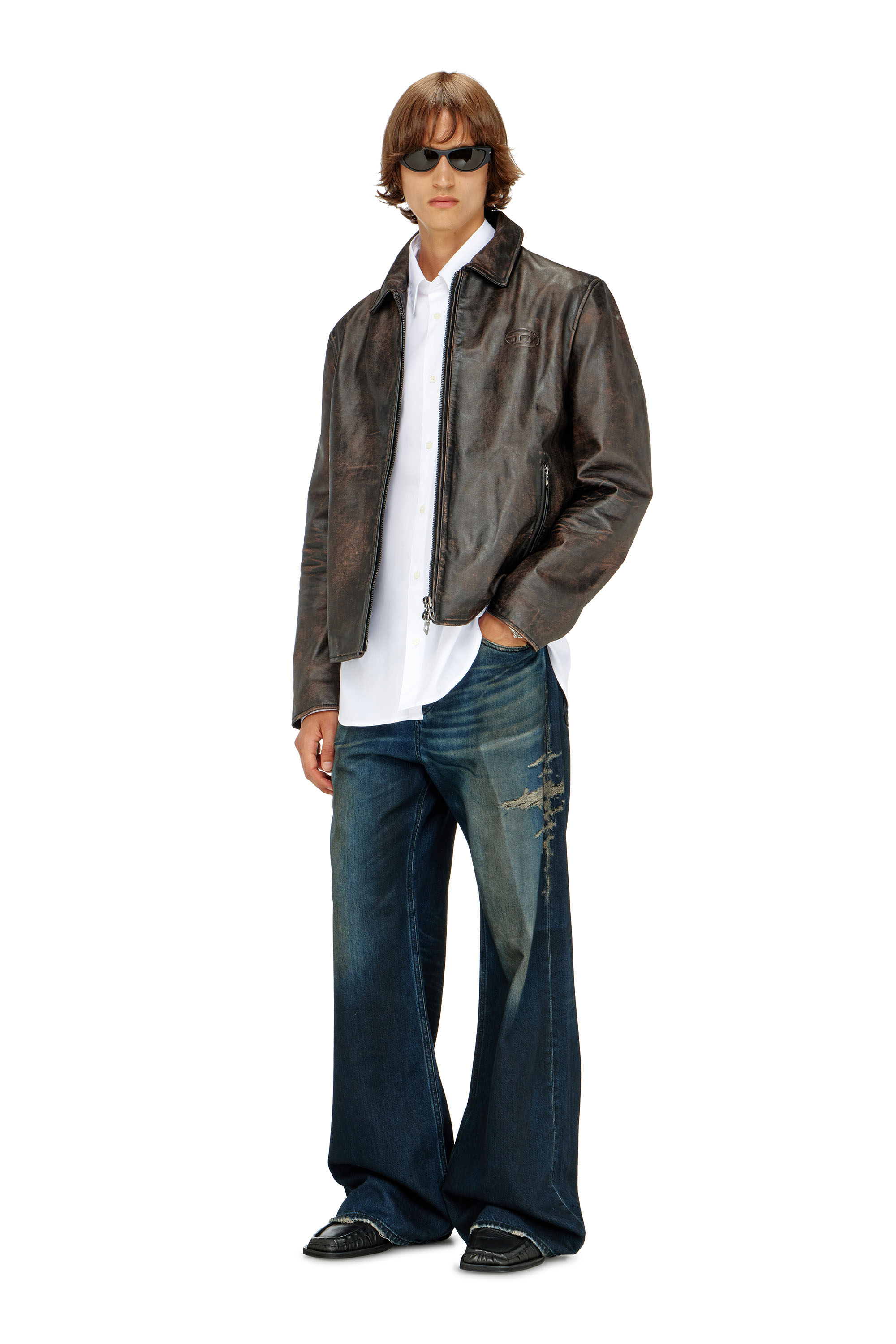 Diesel - S-SIMPLY-GSBH, Camicia in popeline elasticizzato con ricamo Uomo in Bianco - 1