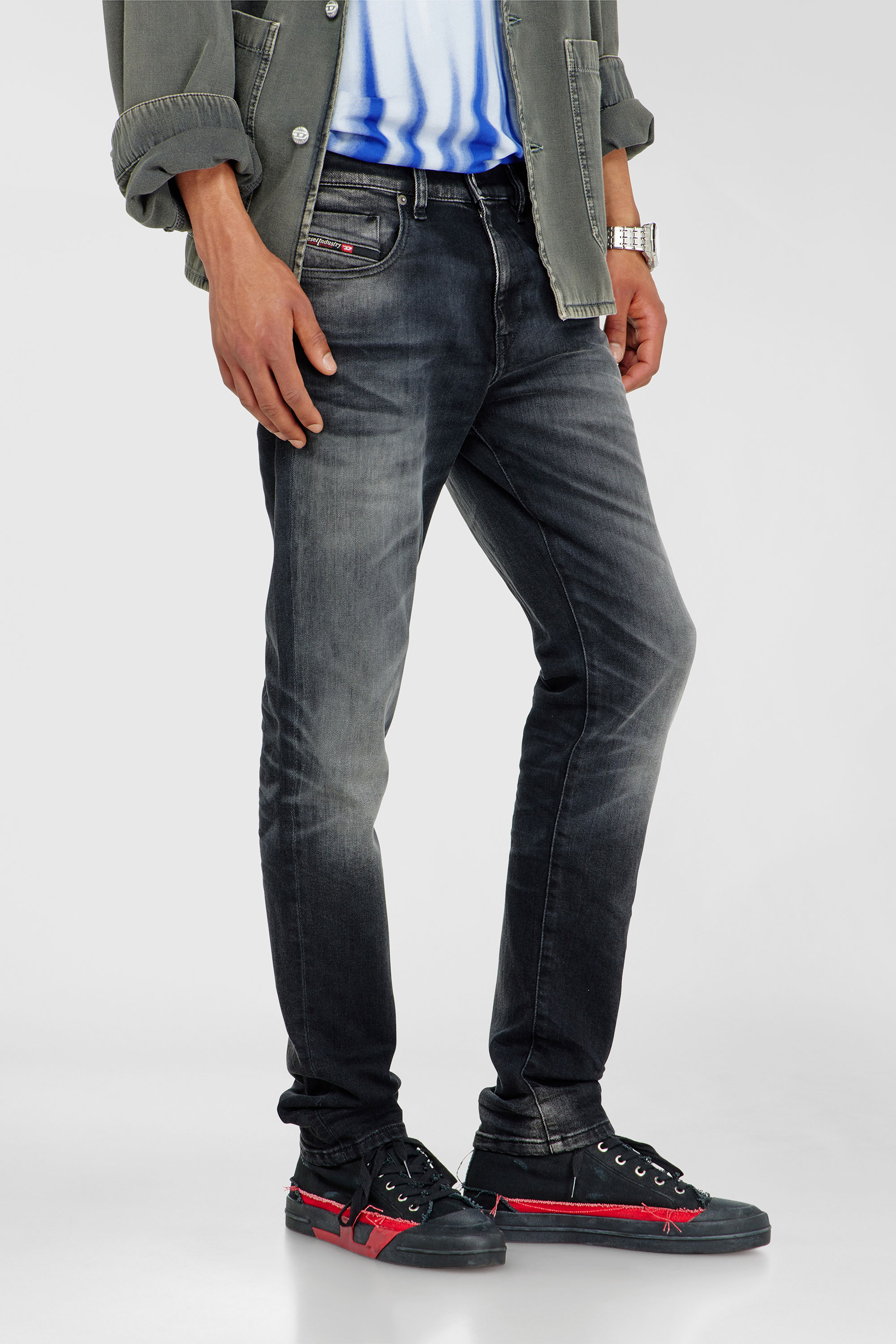 Diesel - Slim Jeans 2019 D-Strukt 09P38 Uomo, Nero/Grigio scuro - Image 7