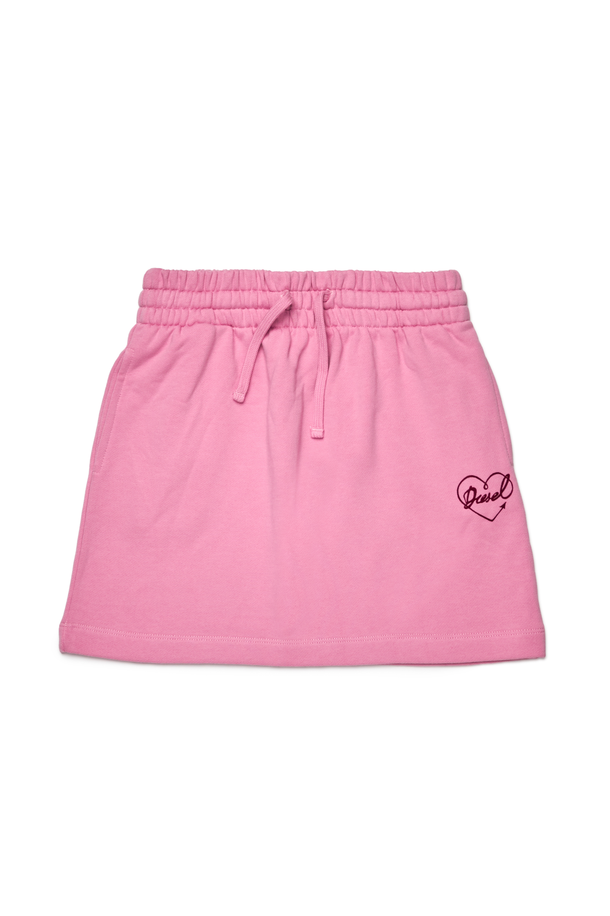 Diesel - GINNYX, Minigonna in cotone con logo a cuore floccato Donna in Rosa - 1