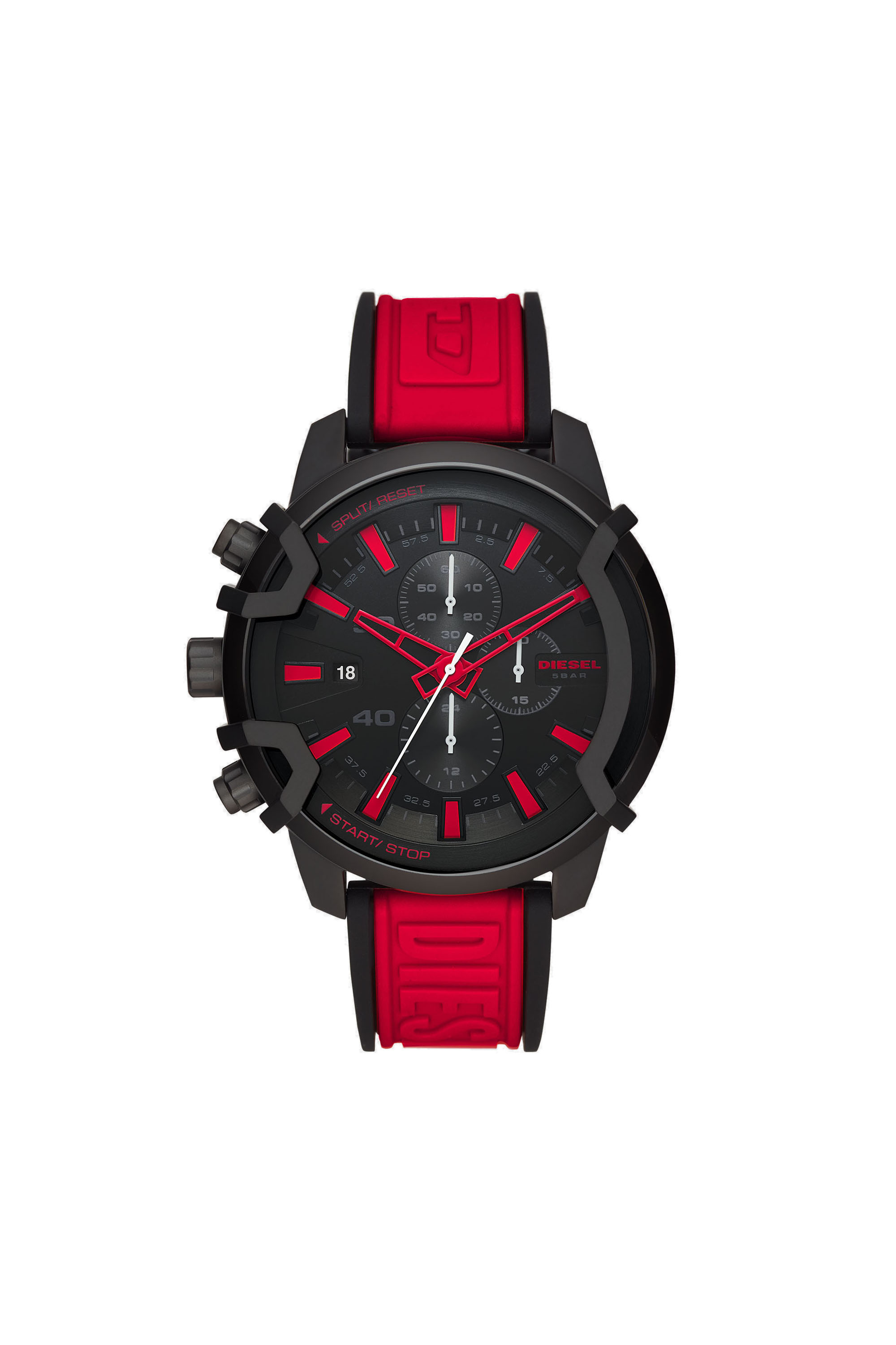 Diesel - DZ4530, Cronografo Griffed in silicone rosso Uomo in Rosso - 1