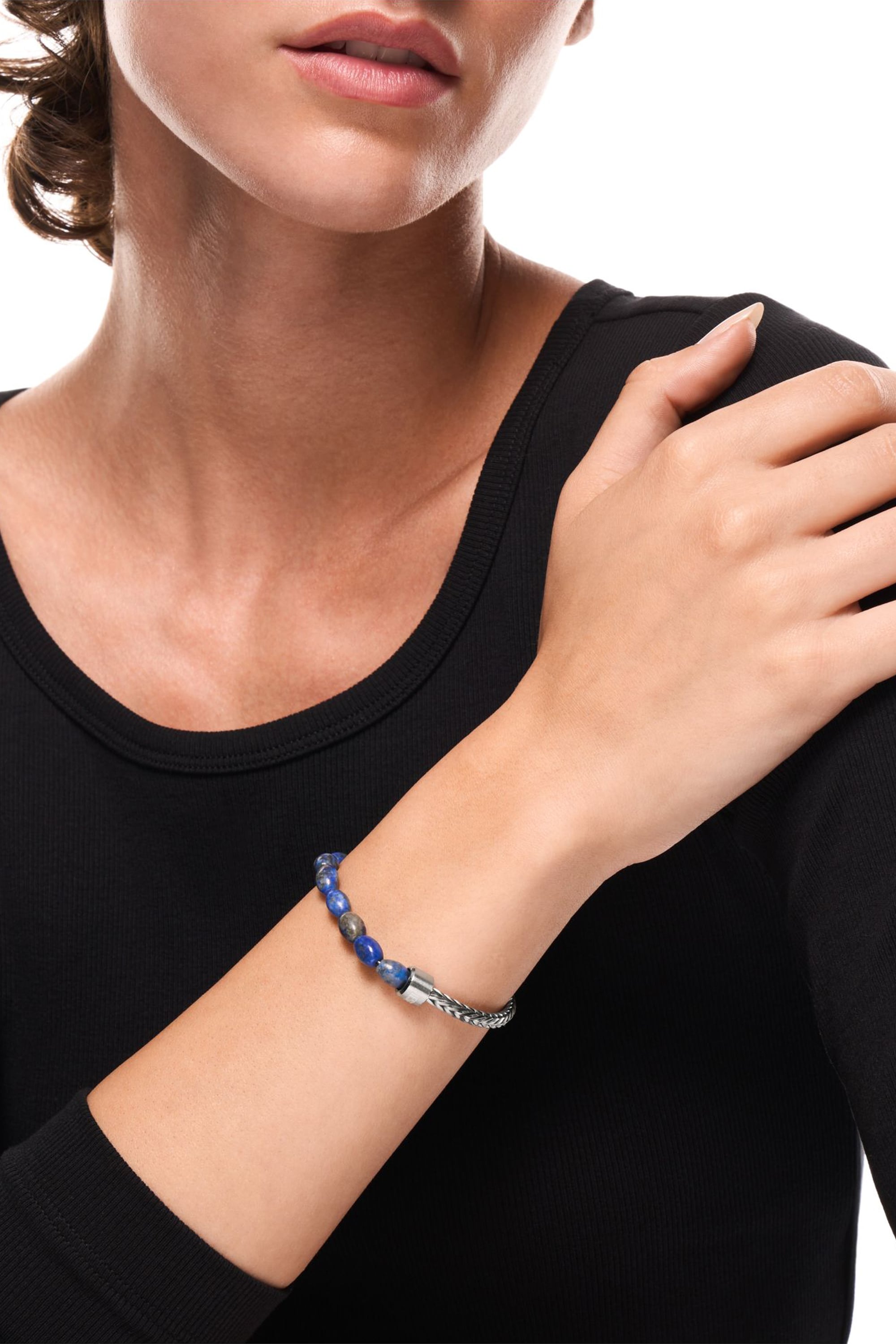 Diesel - DX1713040, Bracciale con perline in lapislazzuli Unisex in Argento - 4