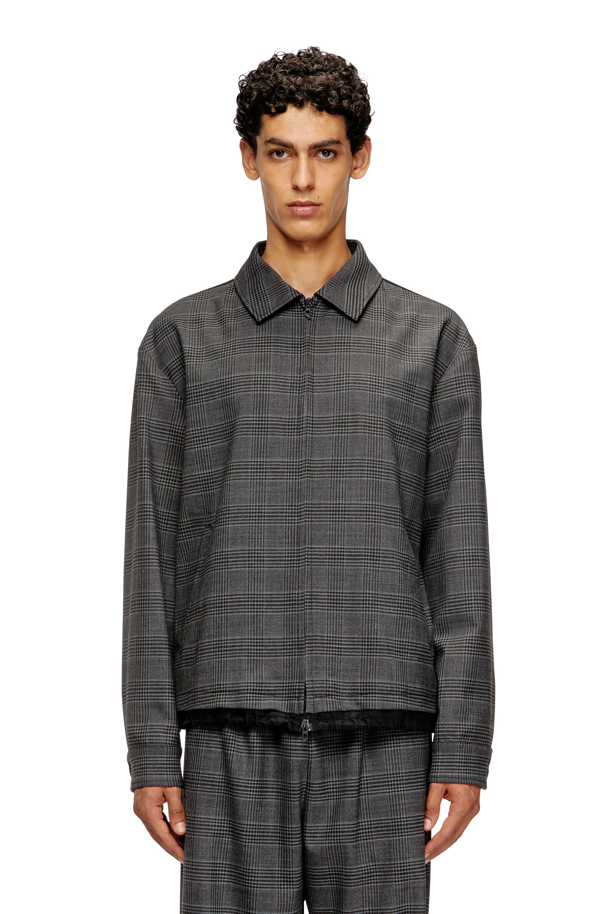 Diesel - J-TING, Giacca sportiva in misto lana e raso con tessuto Principe di Galles Uomo in Multicolor - 1
