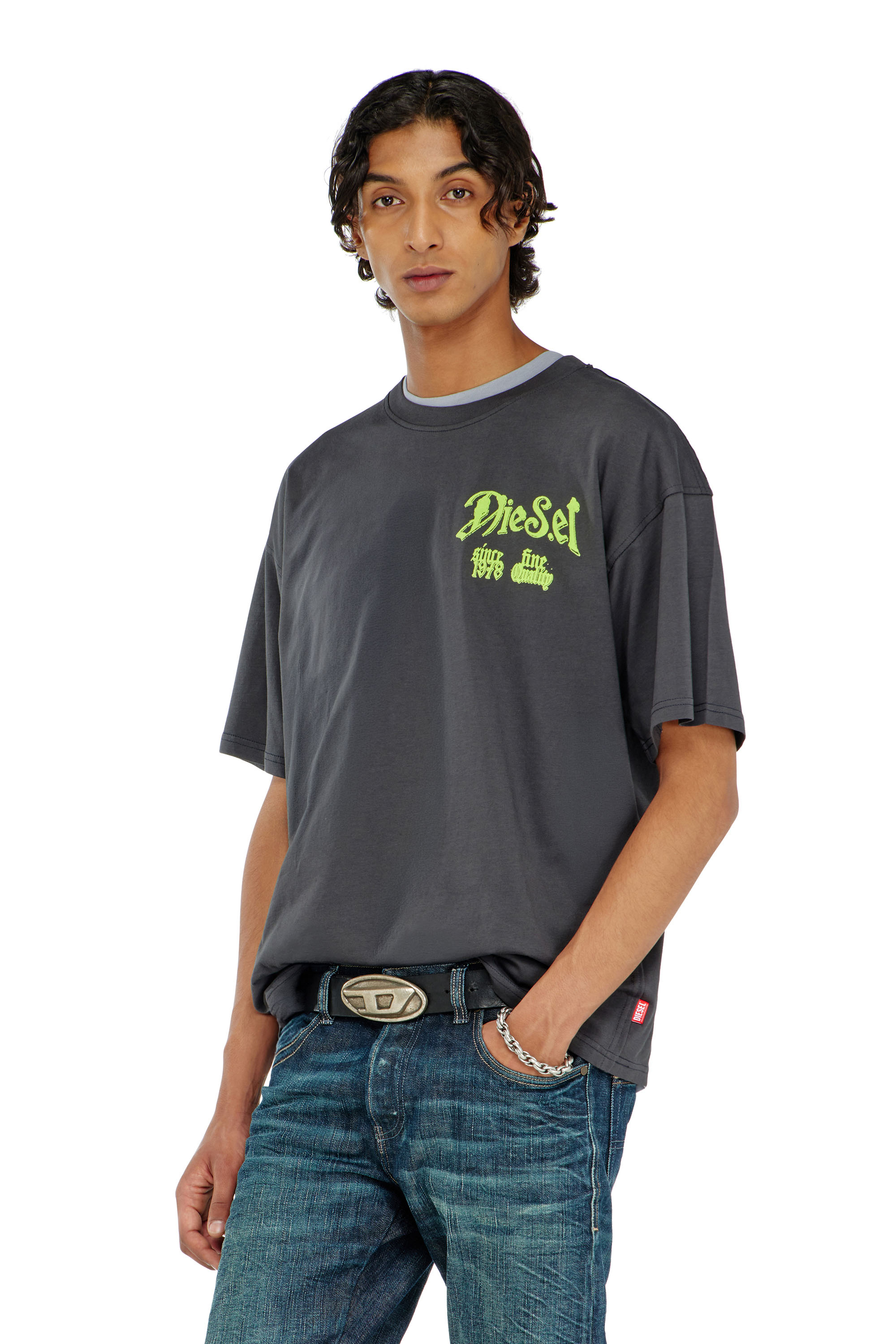 Diesel - T-BOXT-AA2, T-shirt in cotone con grafica in flock Uomo in ToBeDefined - 3