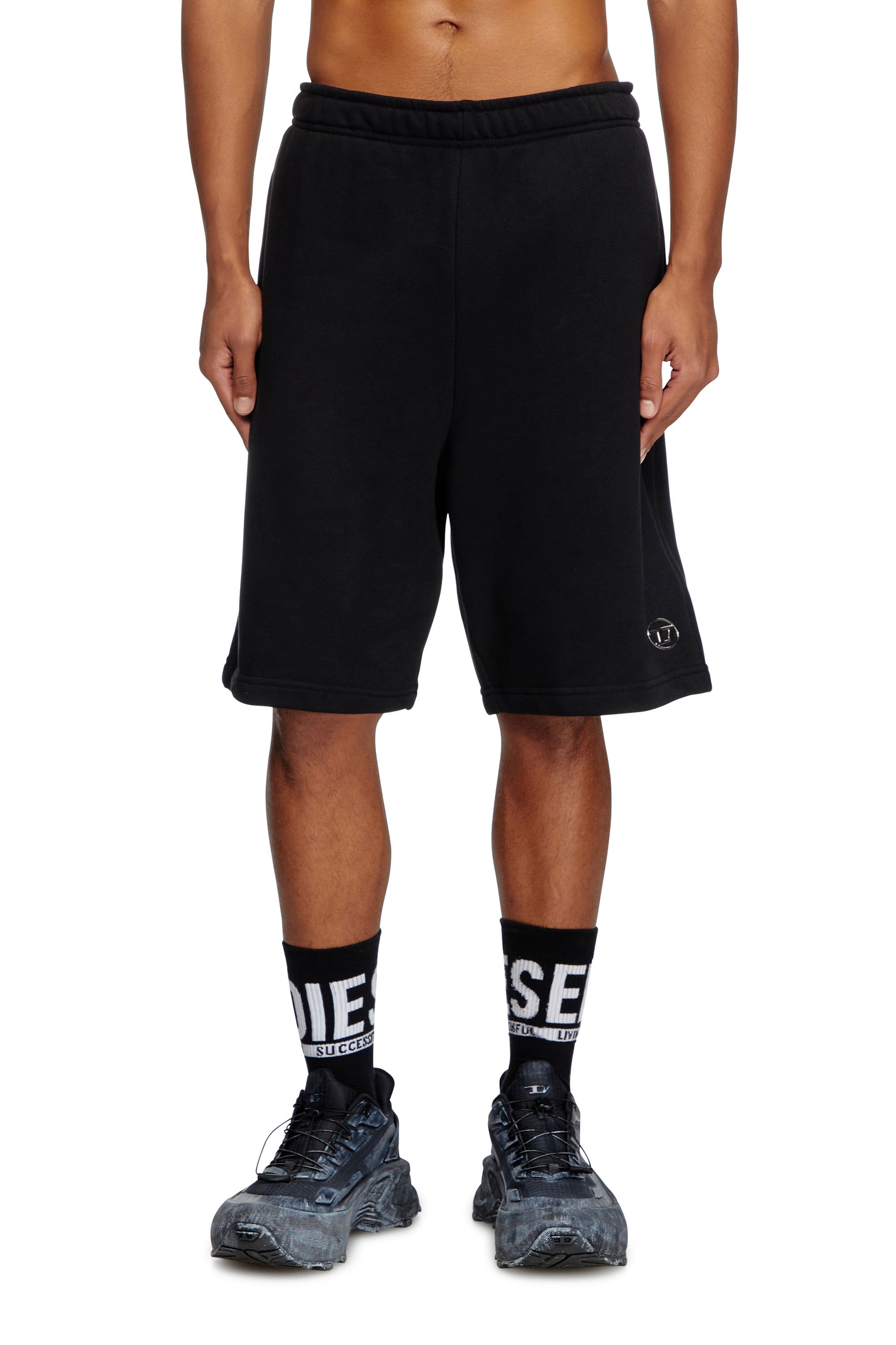 Diesel - P-MARSHY-OD, Short in felpa con Oval D argento Uomo in Nero - 1