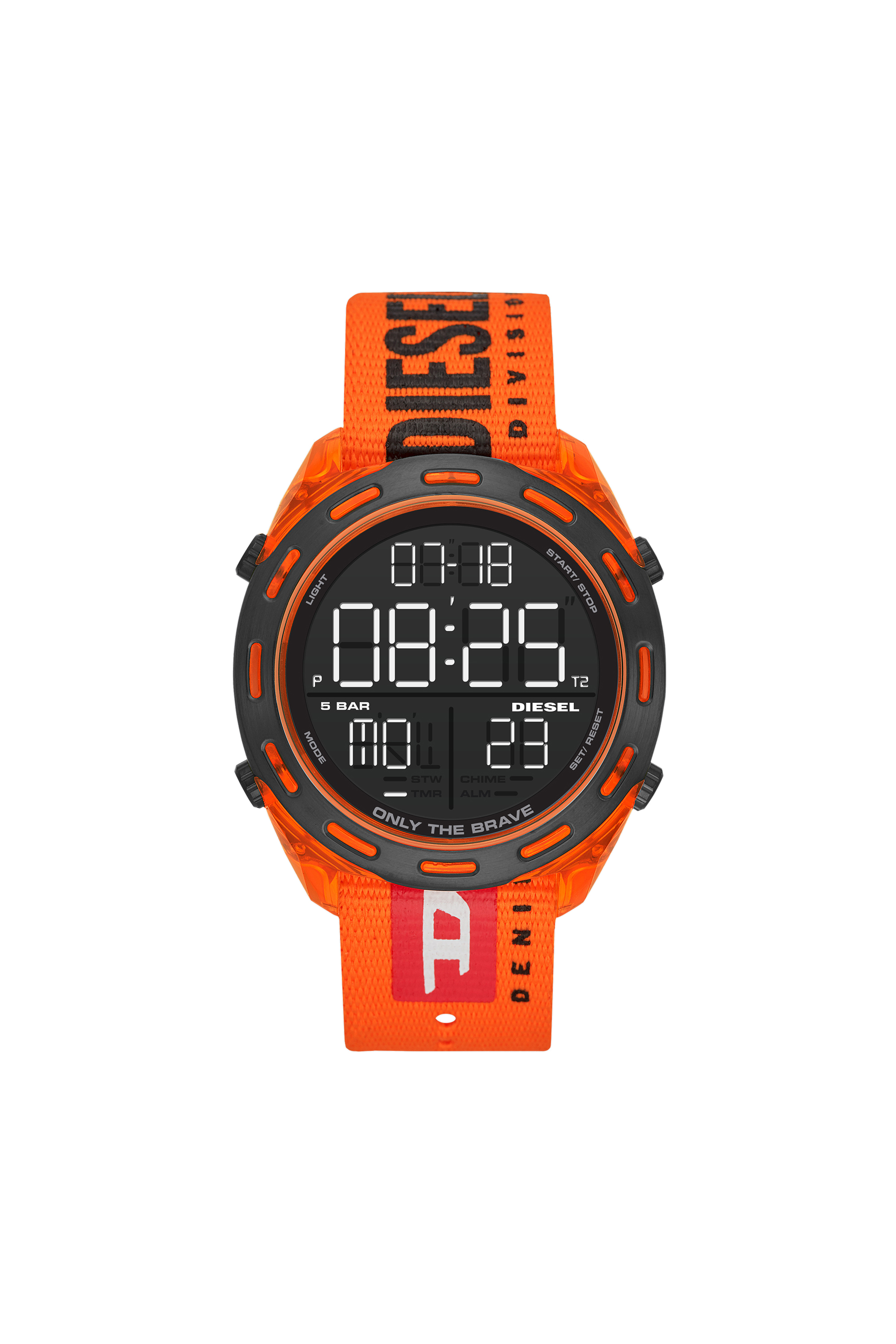 DZ1896 Uomo: Crusher orologio digitale con cinturino arancio | Diesel