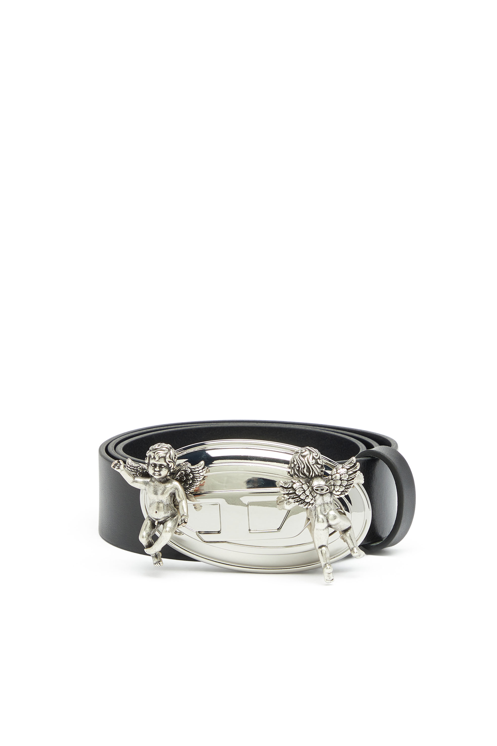 Diesel - B-OVAL ANGELS 35, Cintura 3,5 cm in pelle con fibbia Oval D cherubino Donna in Nero - 1