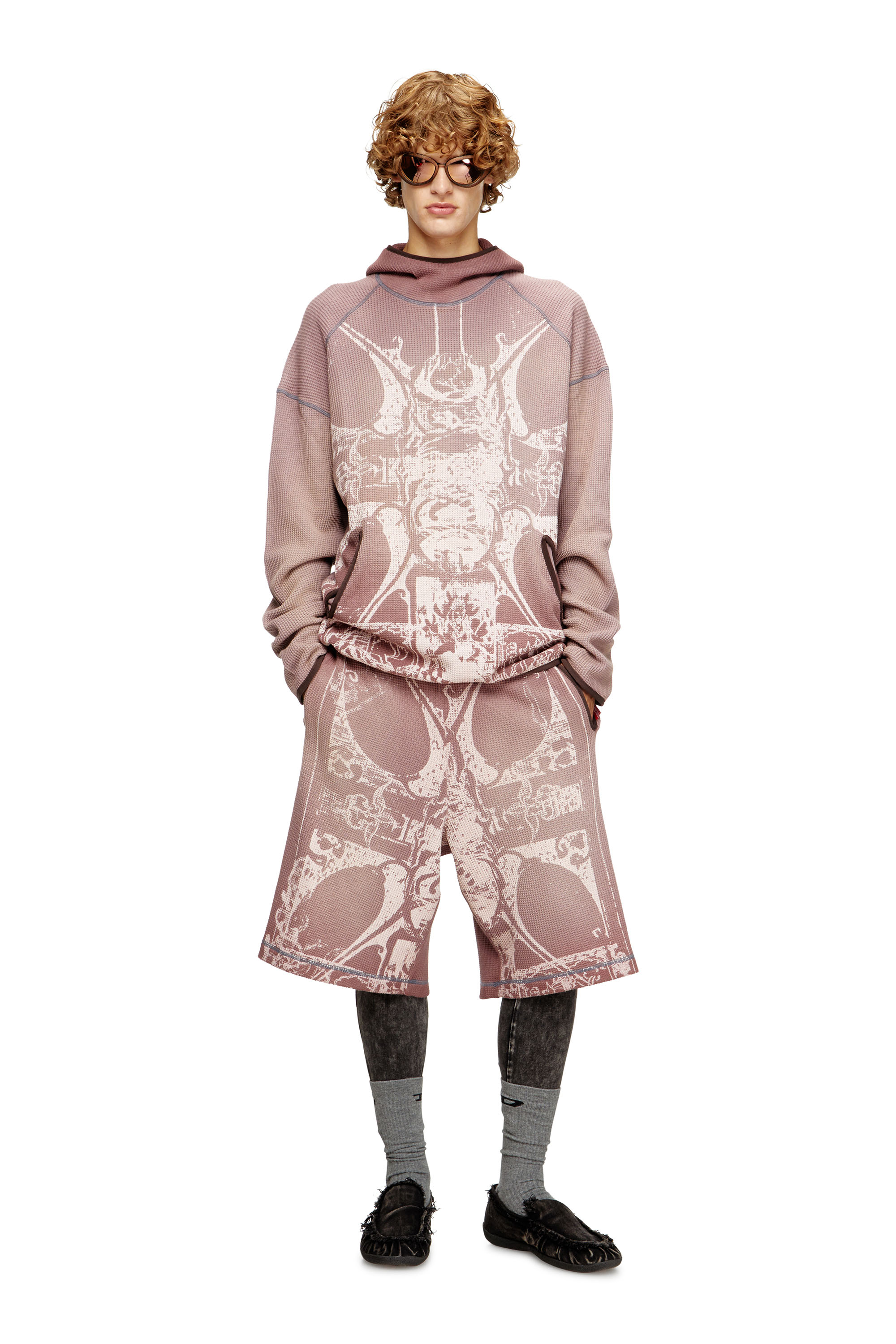 Diesel - P-WARKY-SHORT, Short con stampa medievale Uomo in Viola - 1