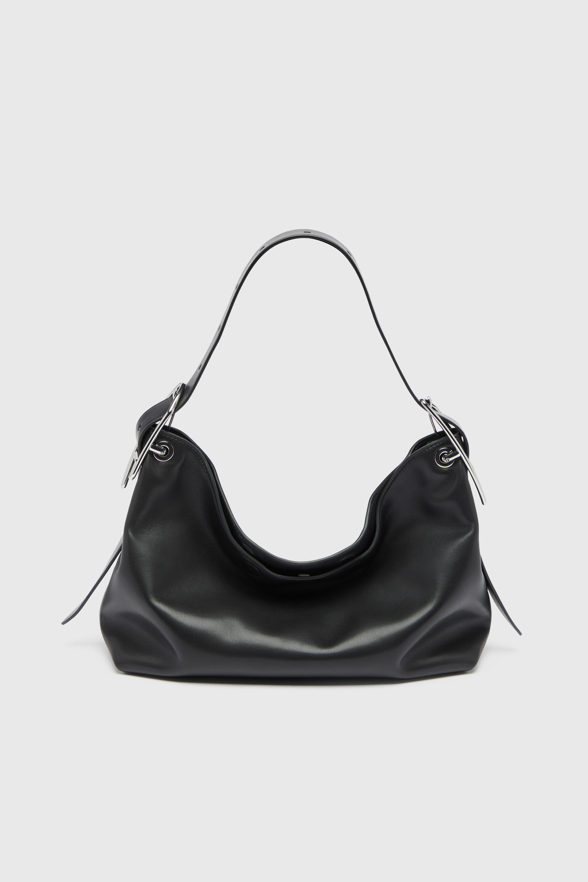Diesel - D-LINE HOBO S, D-Line-Borsa a spalla in pelle Donna in Nero - 2