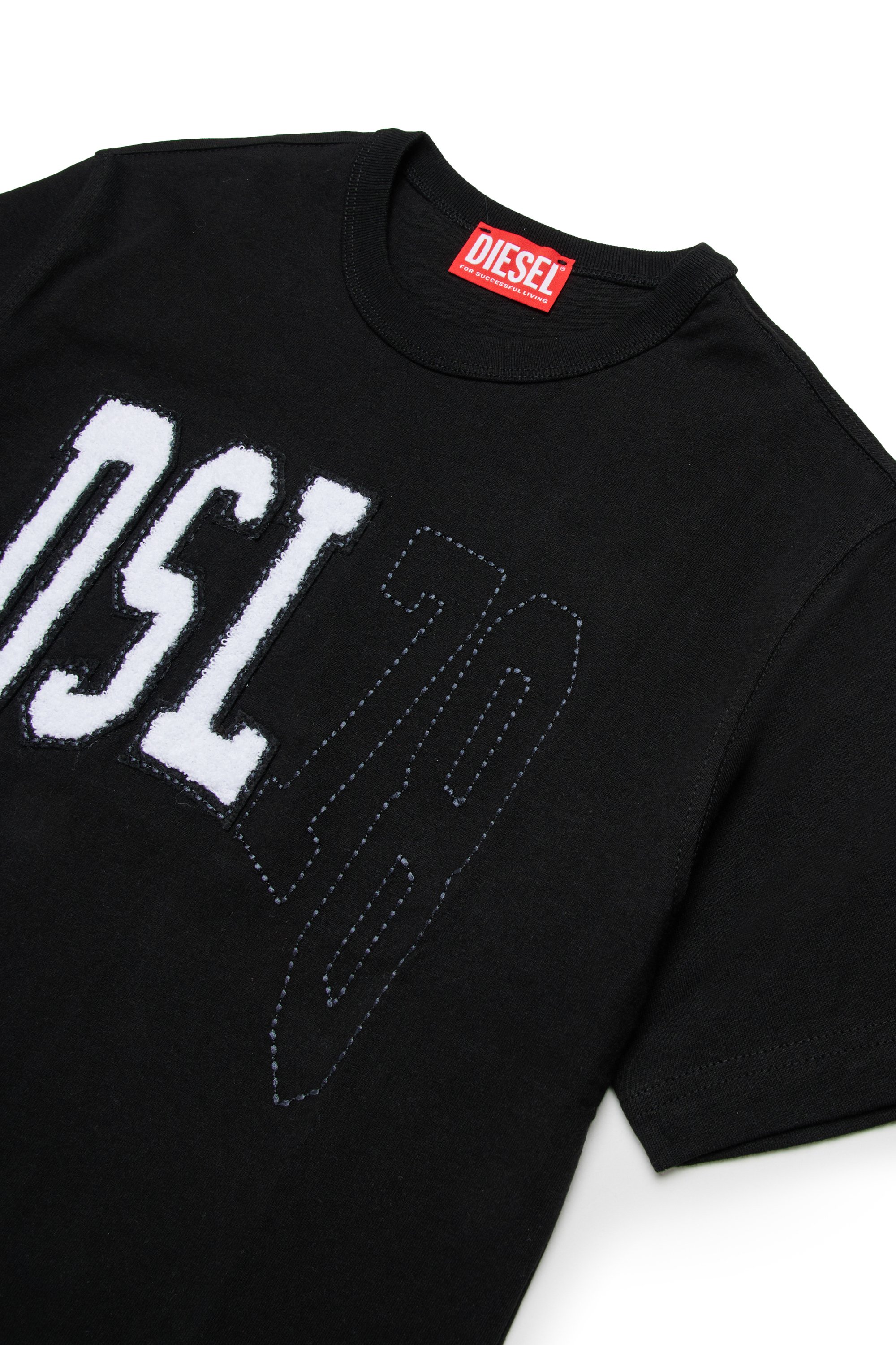 Diesel - TWASHN OVER, T-shirt con logo DSL78 in stile college Uomo in Nero - 3