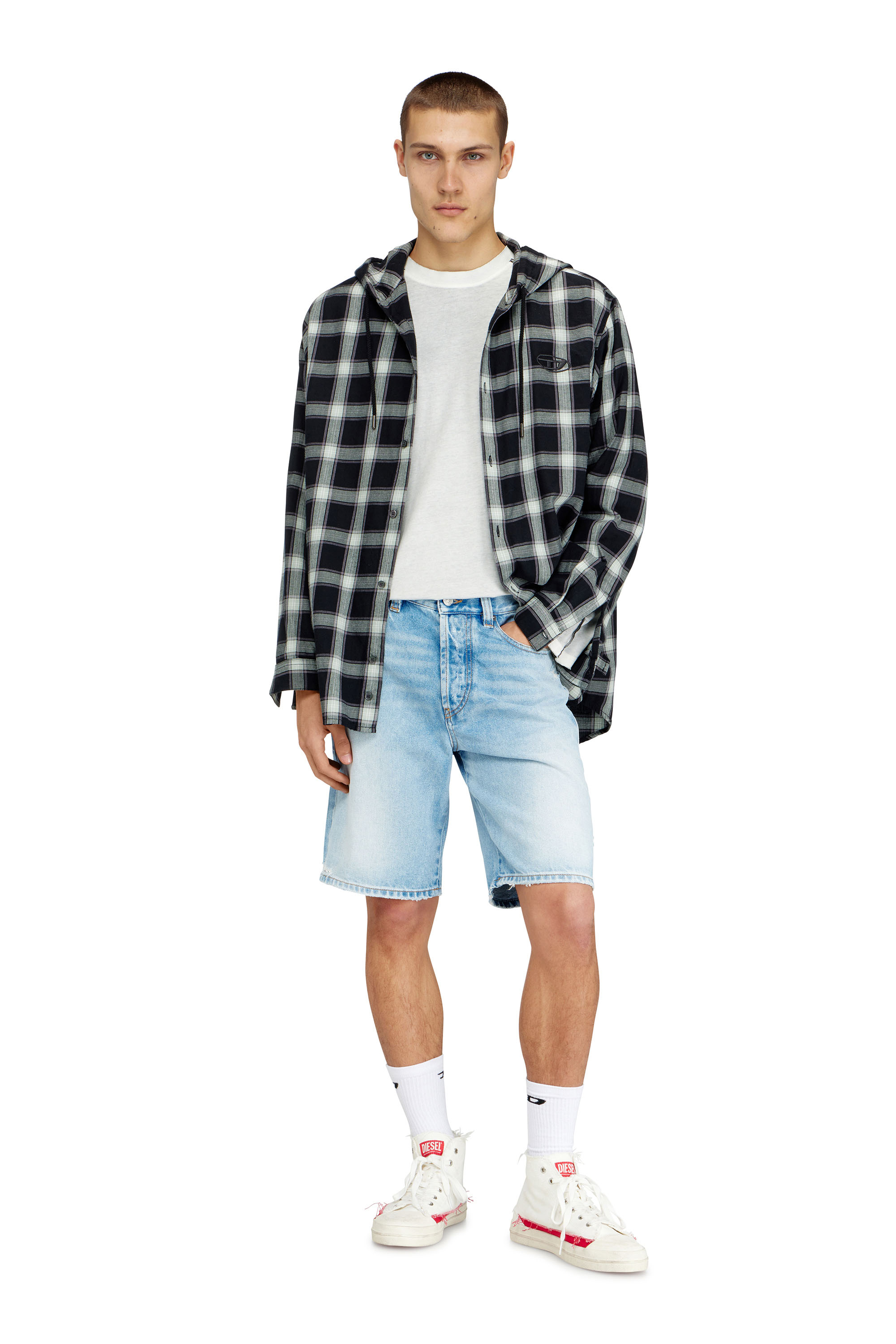 Diesel - REGULAR-SHORT, Shorts in denim destroyed Uomo in Blu - 1