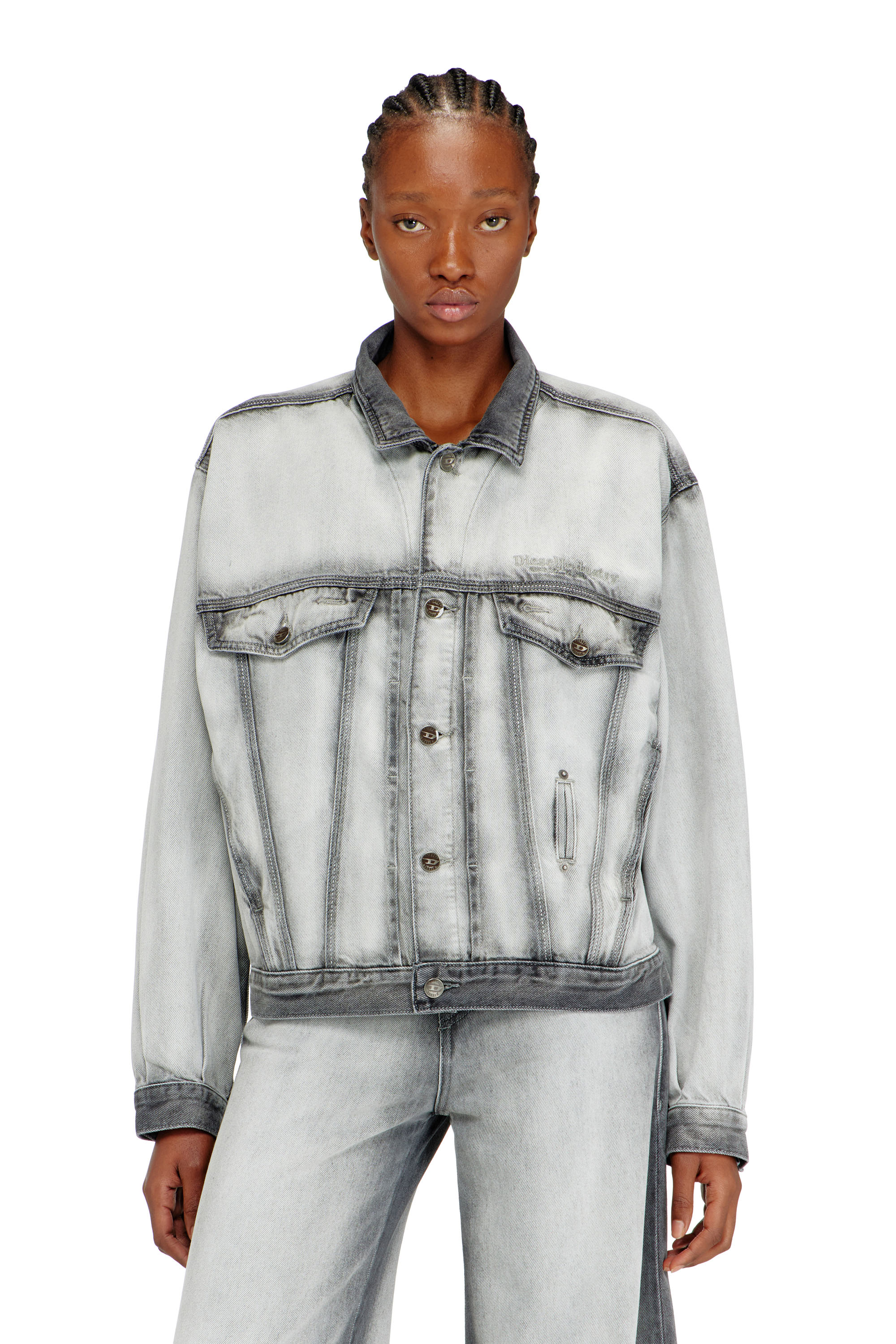 Diesel - D-DENVER-FSI, Giacca trucker in denim skeleton Unisex in Grigio - 1