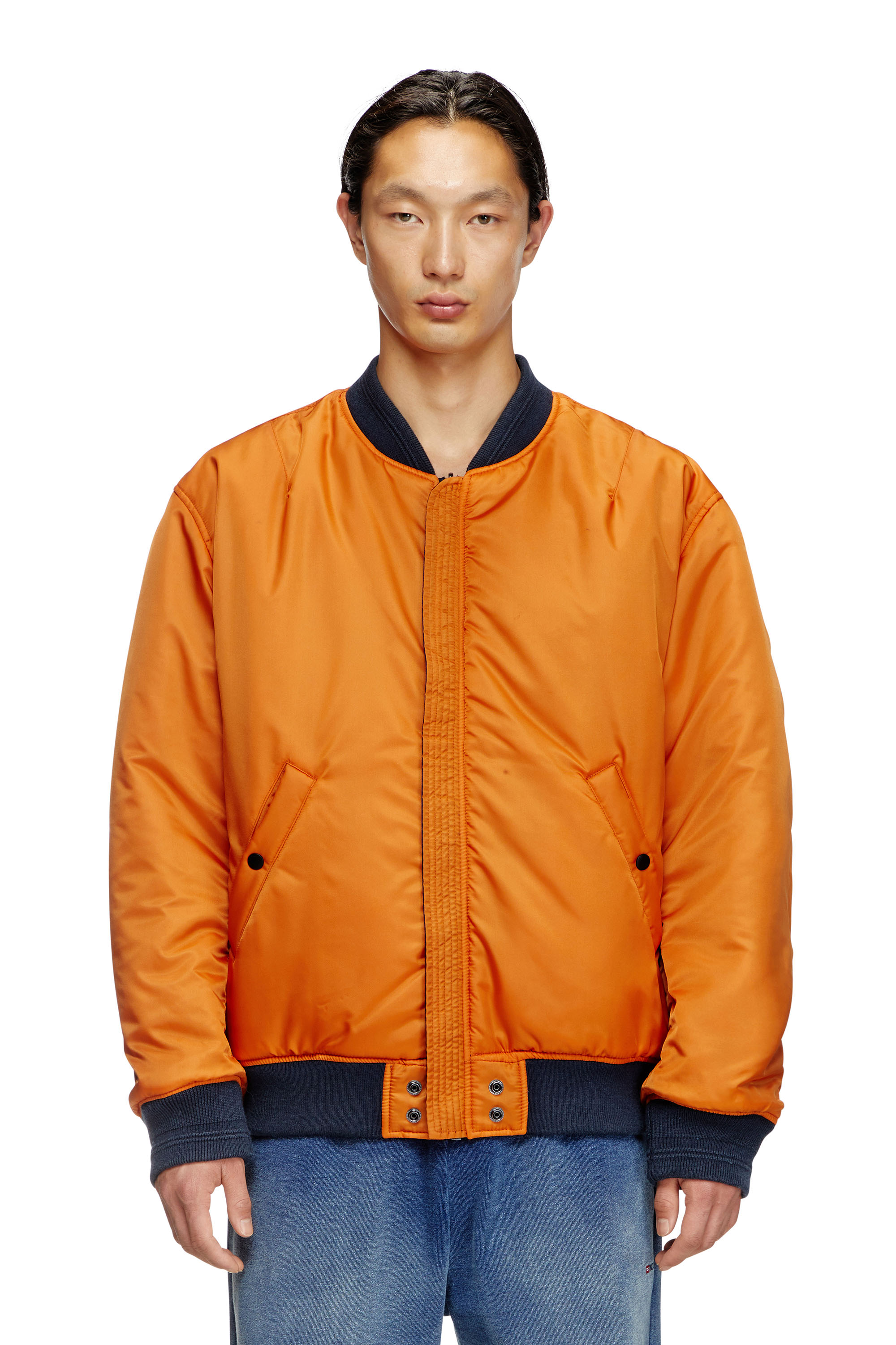 Diesel - J-HELD, Man's Bomber in padded nylon with Oval D in Blue - 6