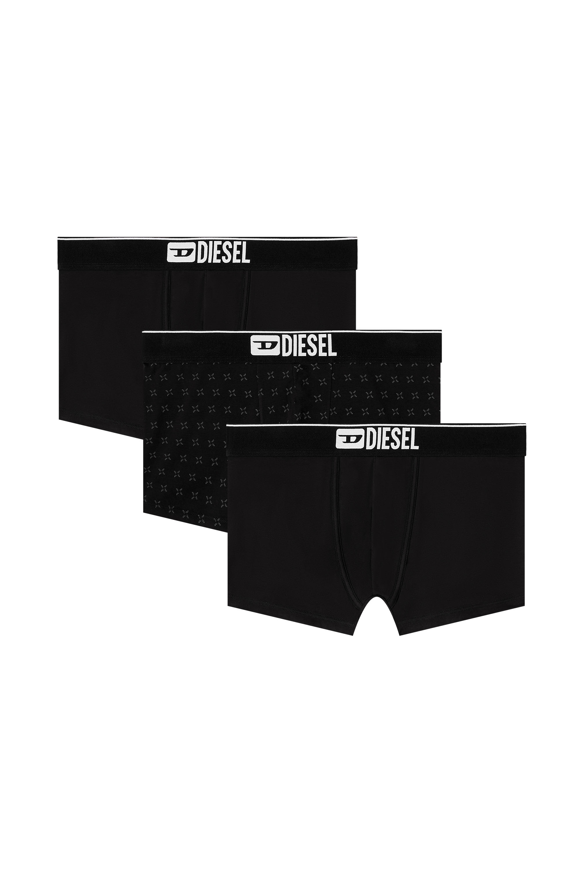 Diesel - DAMIEN-D-BOX-3PACK, Confezione da 3 boxer in cotone elasticizzato jacquard Uomo in Nero - 1