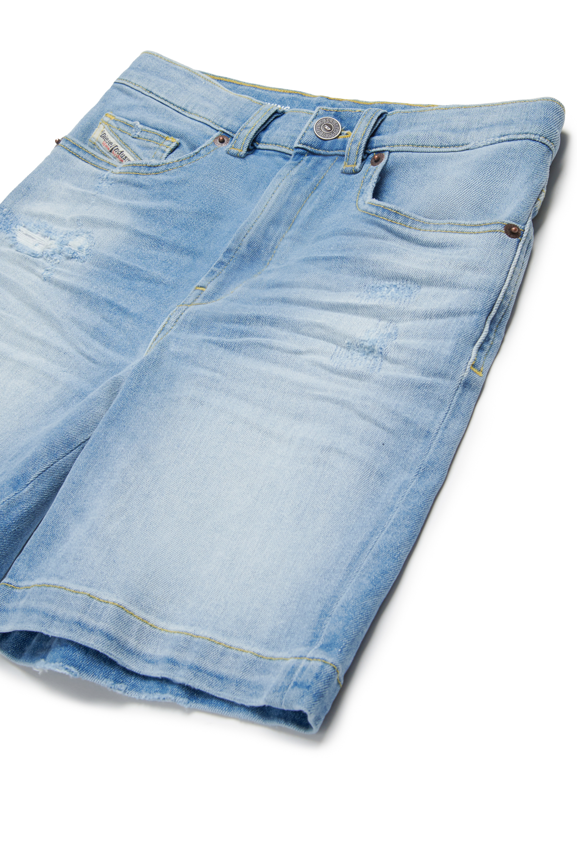 Diesel - D-MACS-SH-J, Bermuda in denim effetto usurato Uomo in Blu - 3