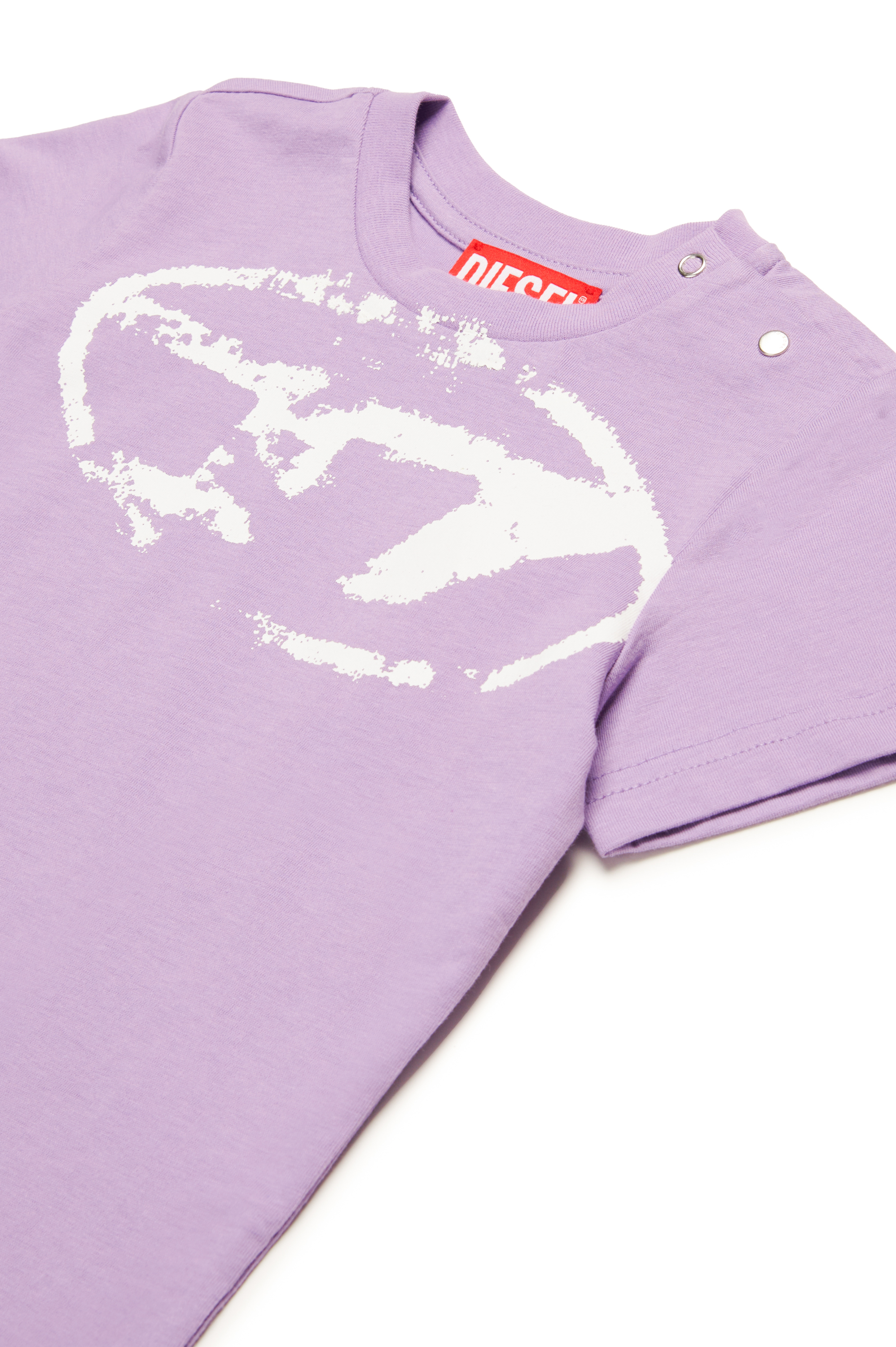 Diesel - TBOXTN14B, T-shirt con logo Oval D distressed Unisex in Viola - 3