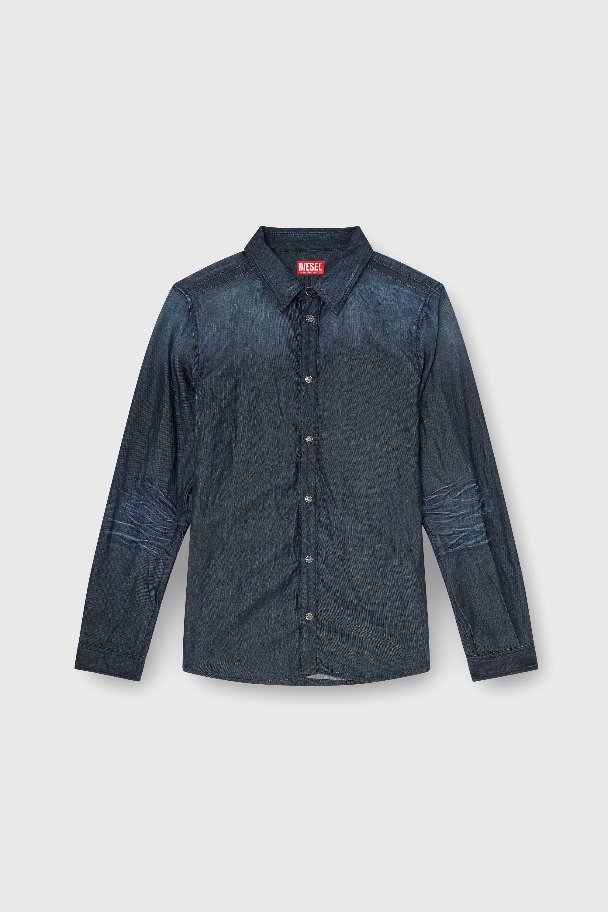 Diesel - D-SYNAR-FSJ1, Camicia in denim stropicciato Uomo in Blu - 3