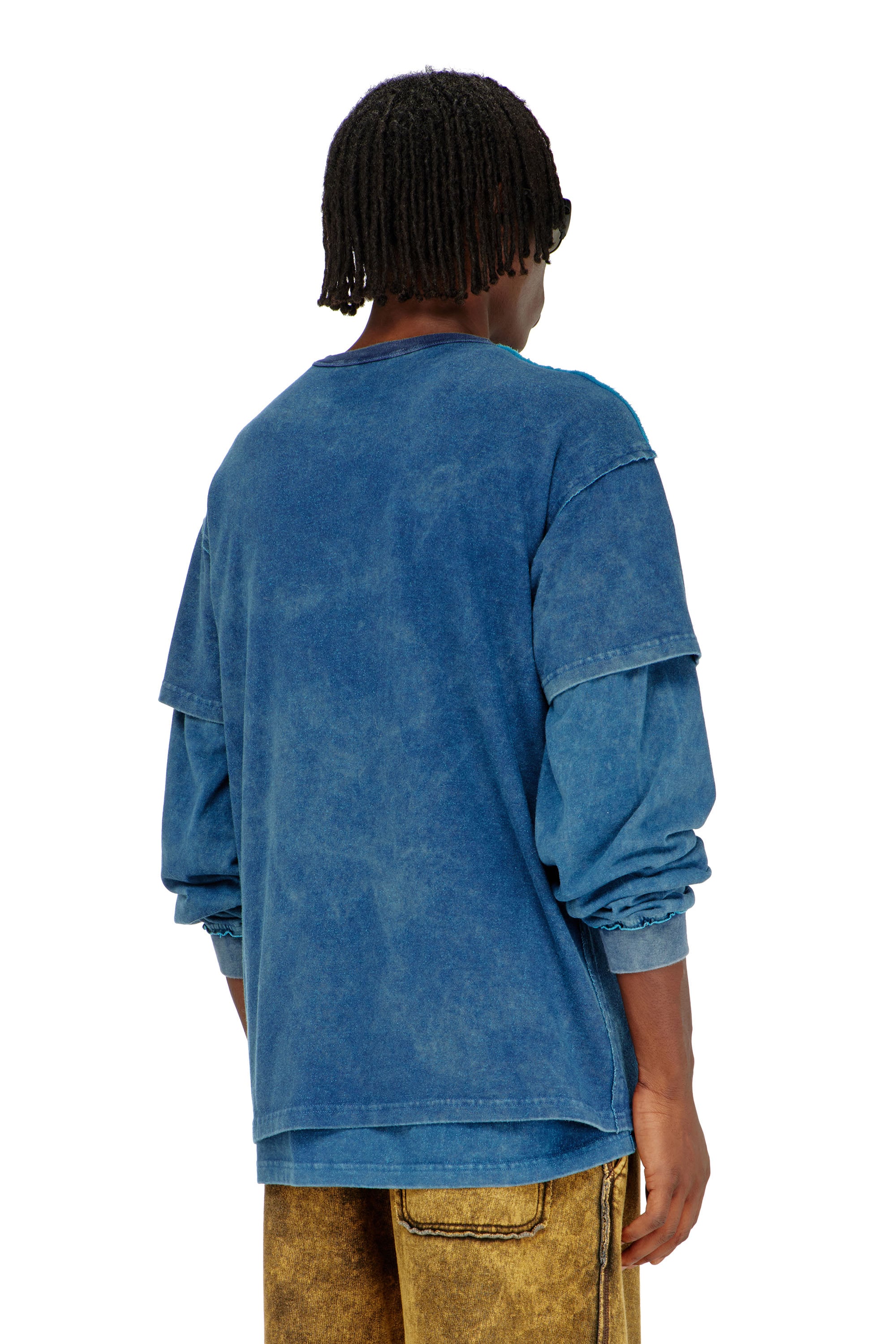Diesel - T-NORM-RAW, T-shirt acid wash con dettagli sfrangiati Uomo in Blu - 4