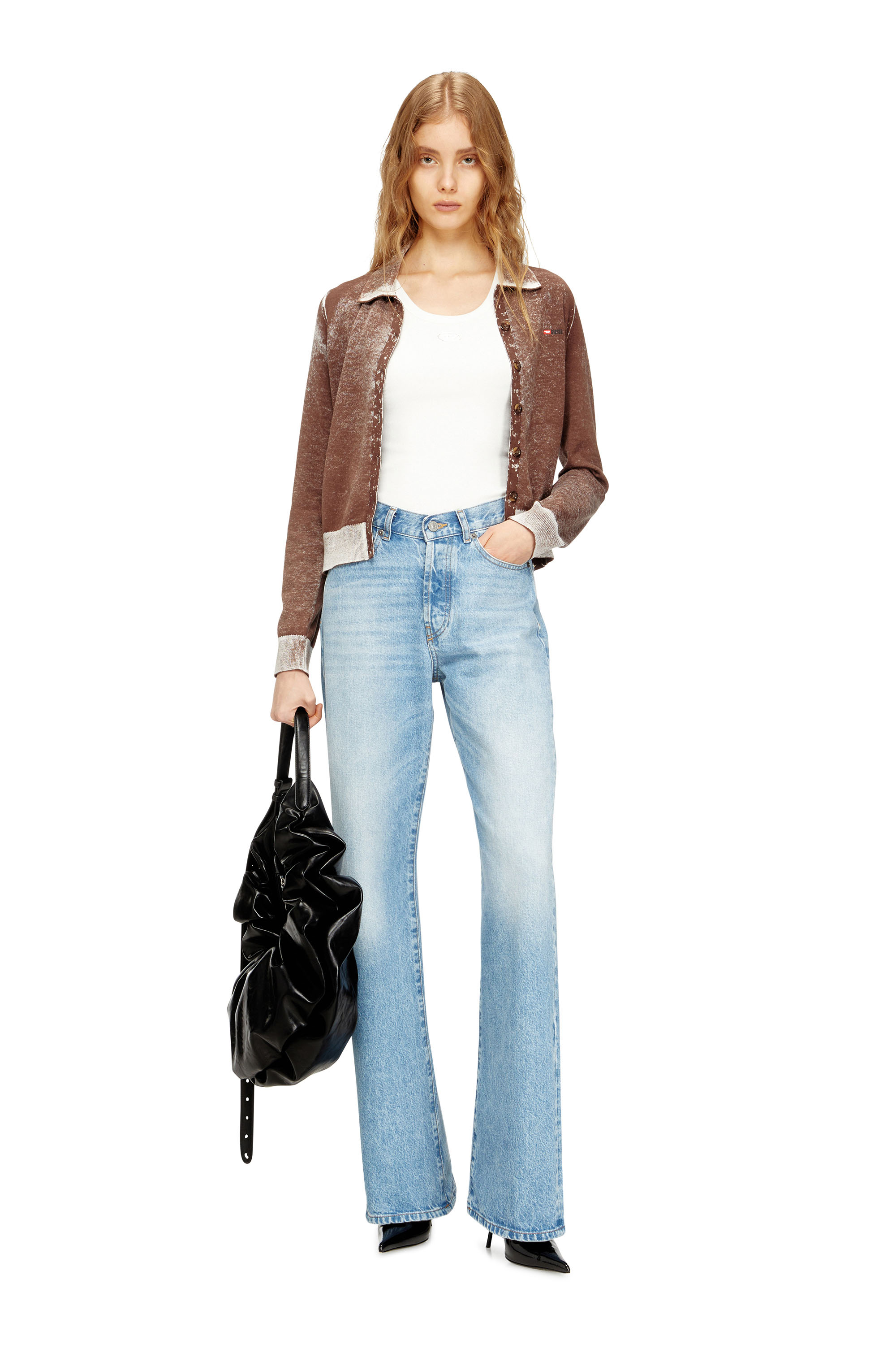 Diesel - T-ANKI-OD, Canotta slim a costine con Oval D metallica Donna in Bianco - 1