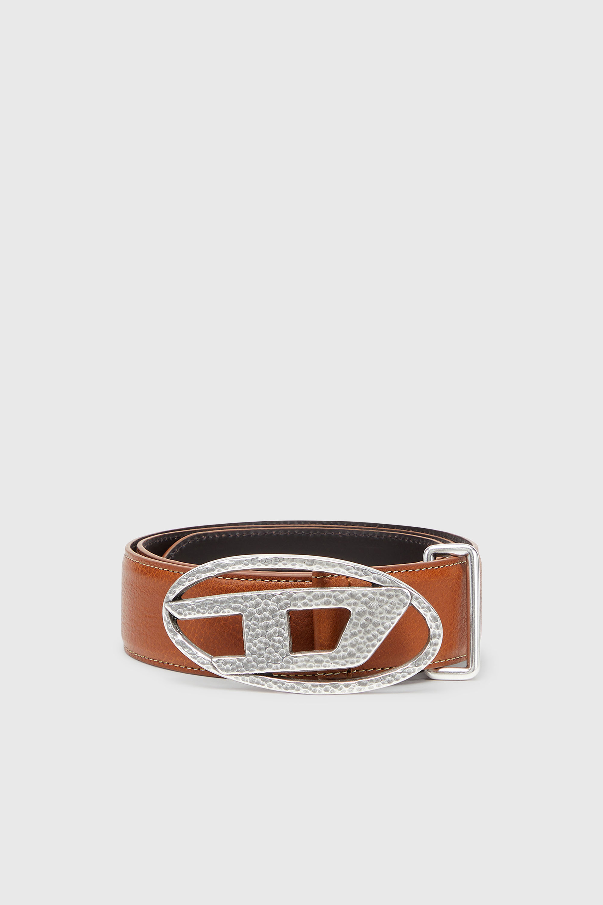 Diesel - B-1DR, 4cm cintura in pelle con fibbia Oval D martellata Unisex in Marrone - 1
