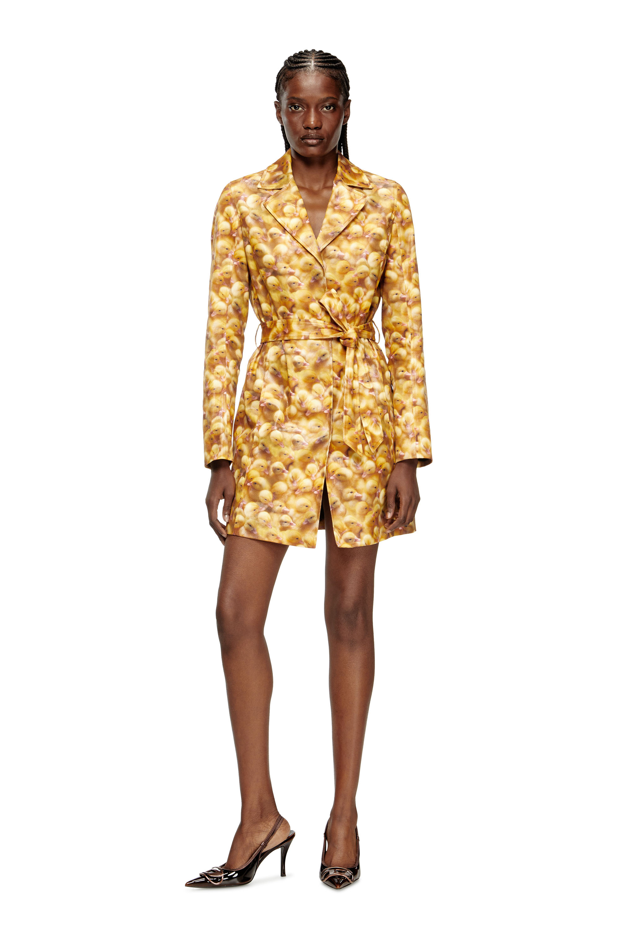 Diesel - G-OJI, Trench con stampa paperelle Donna in Giallo - 1