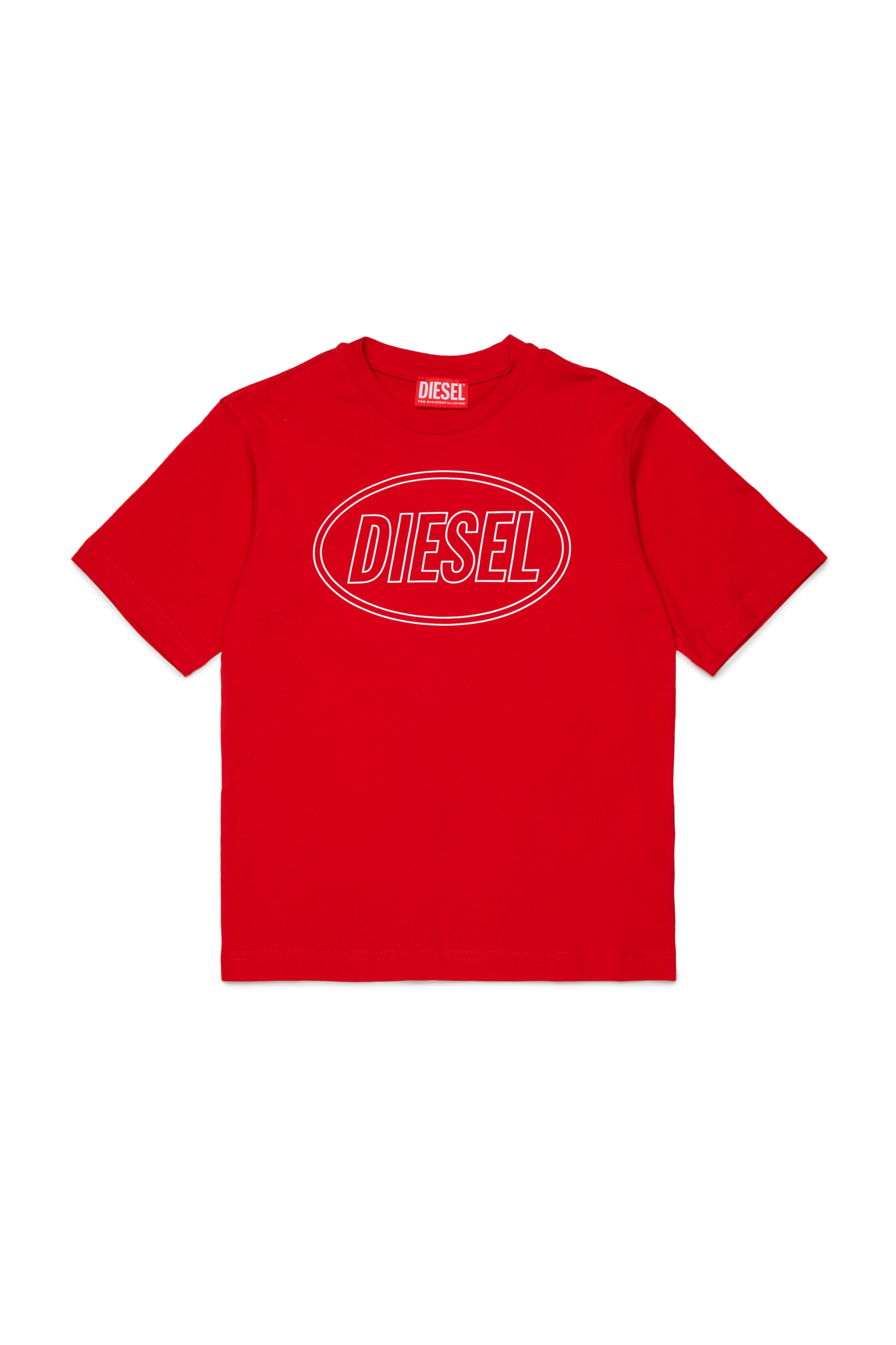 Diesel - TCIRCLE OVER, T-shirt in cotone con stampa Diesel Uomo in Rosso - 1