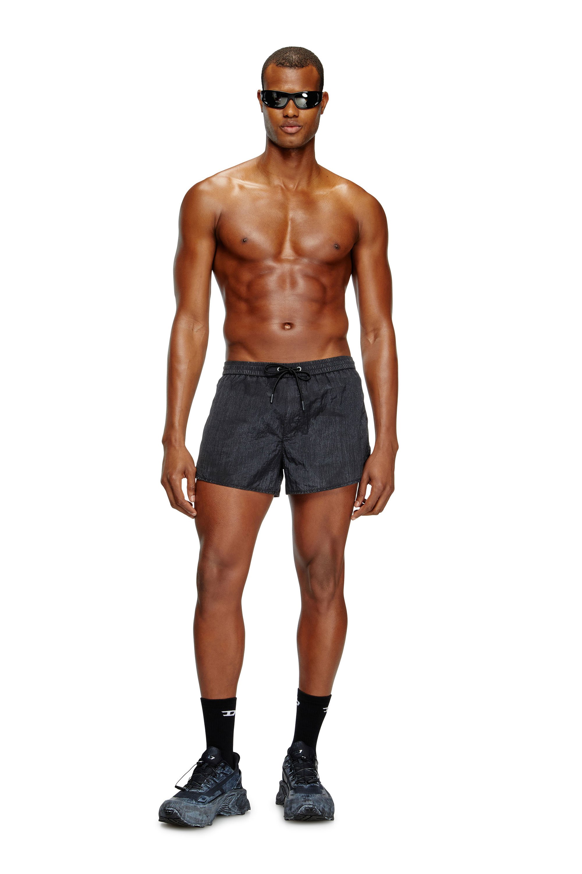 Diesel - OLIVER-30-D-POP, Man's Swim shorts in treated ripstop in Black - 1