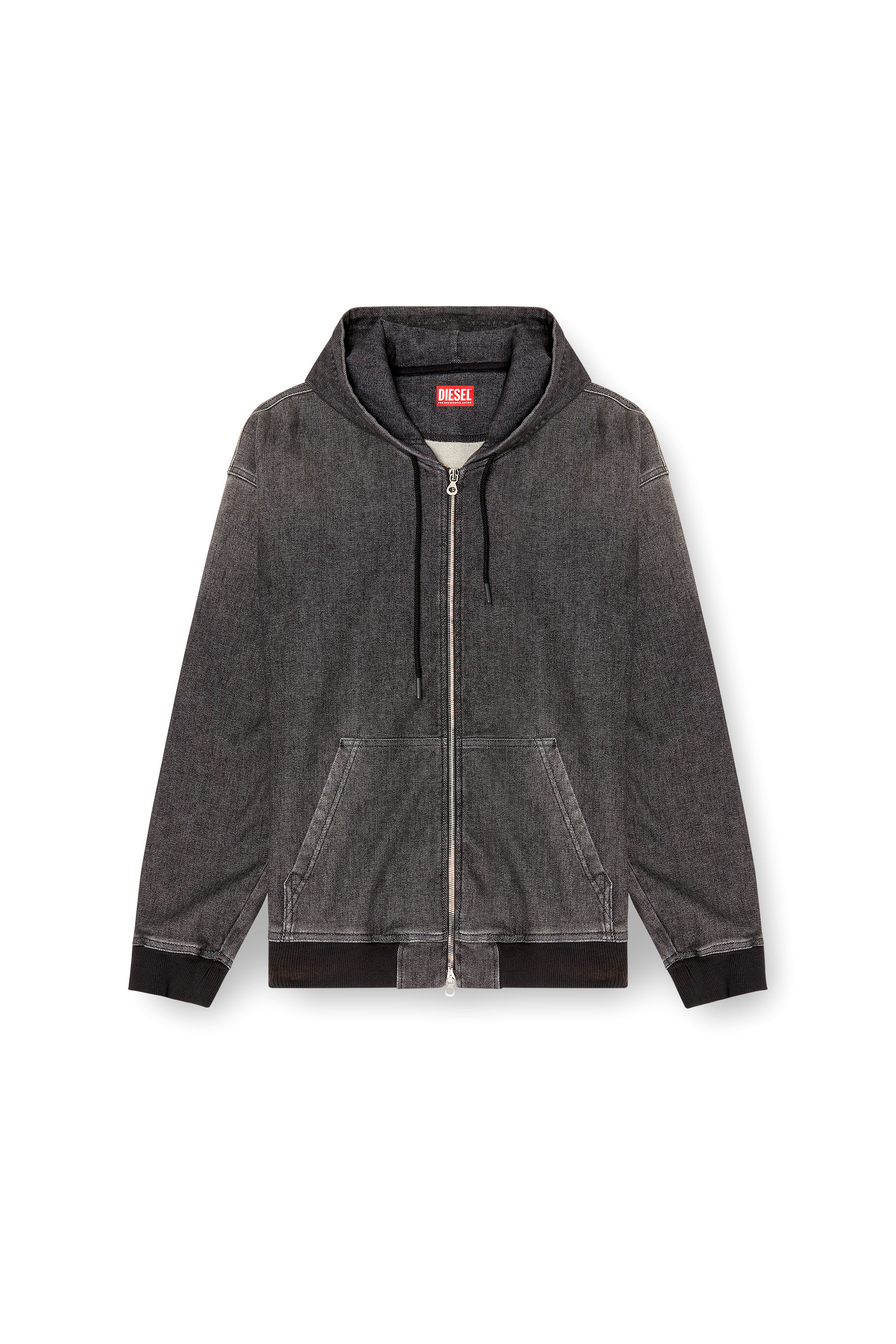 Diesel - D-GIRI-S TRACK, Hoodie con zip in Track Denim dirty Unisex in Nero - 4
