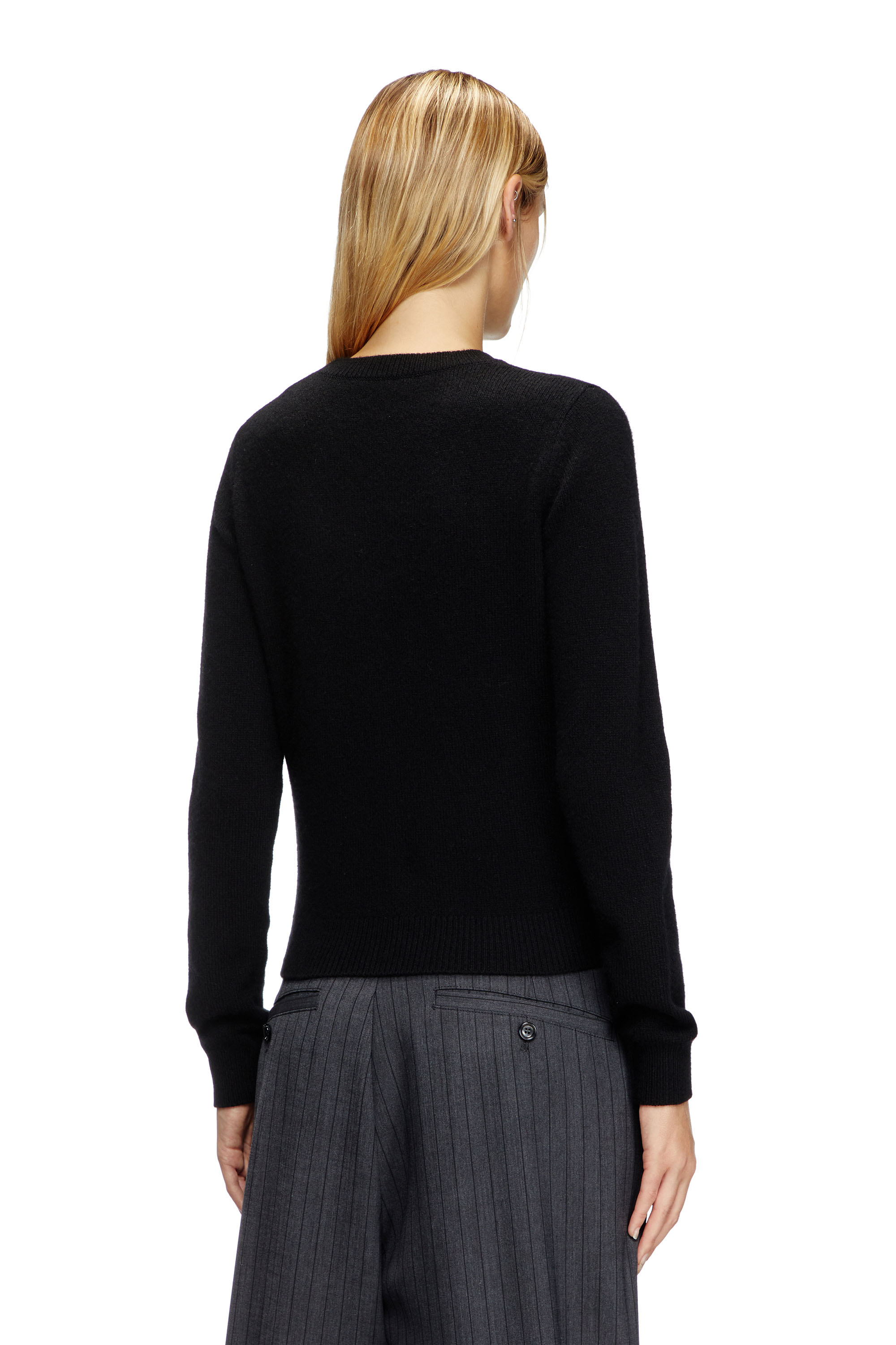Diesel - M-AREESA-SLIM, Maglia in misto cashmere con logo cut-out Donna in Nero - 4