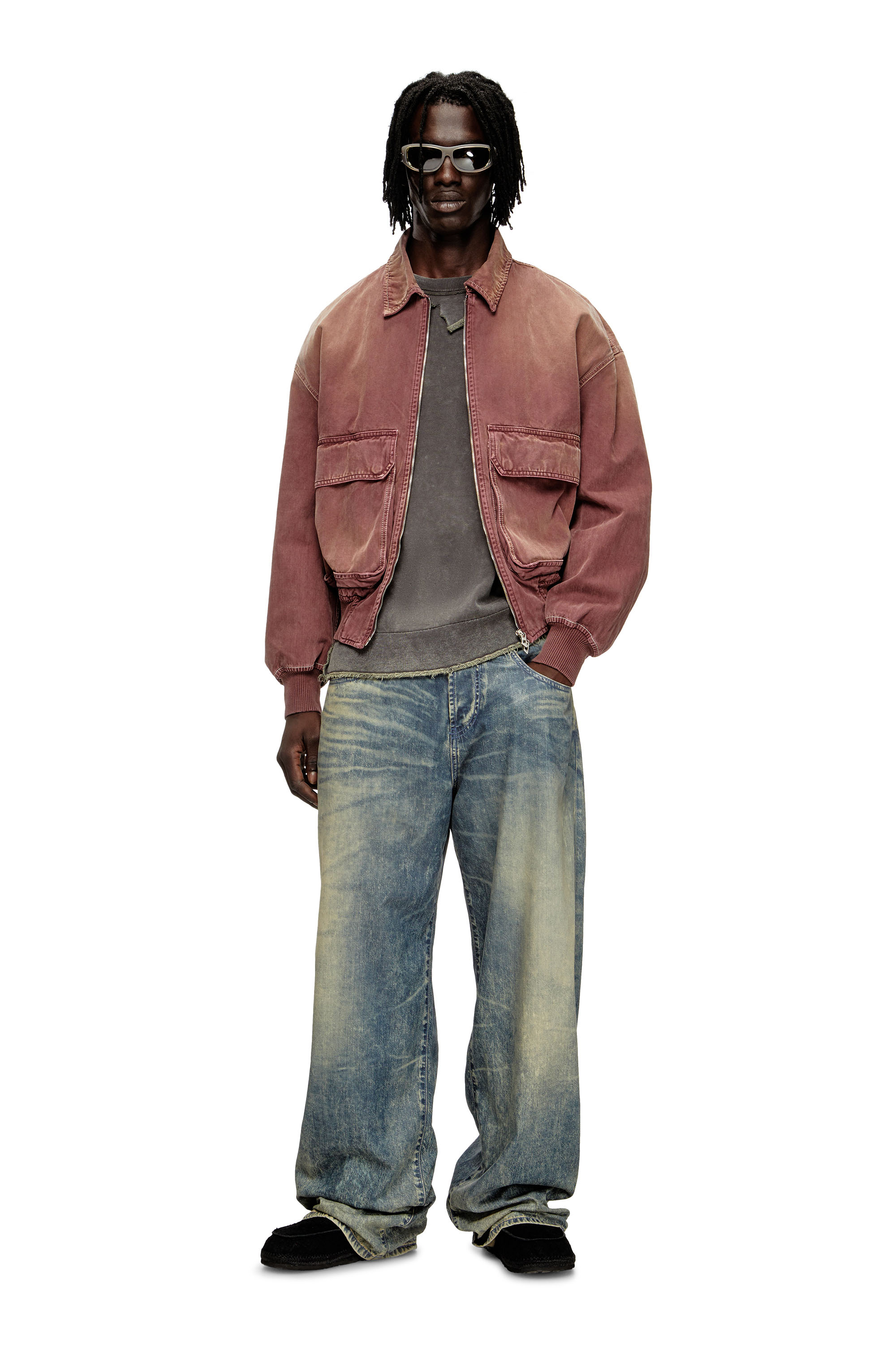 Diesel - D-KURZ, Giacca in denim colorato herringbone Unisex in Marrone - 2